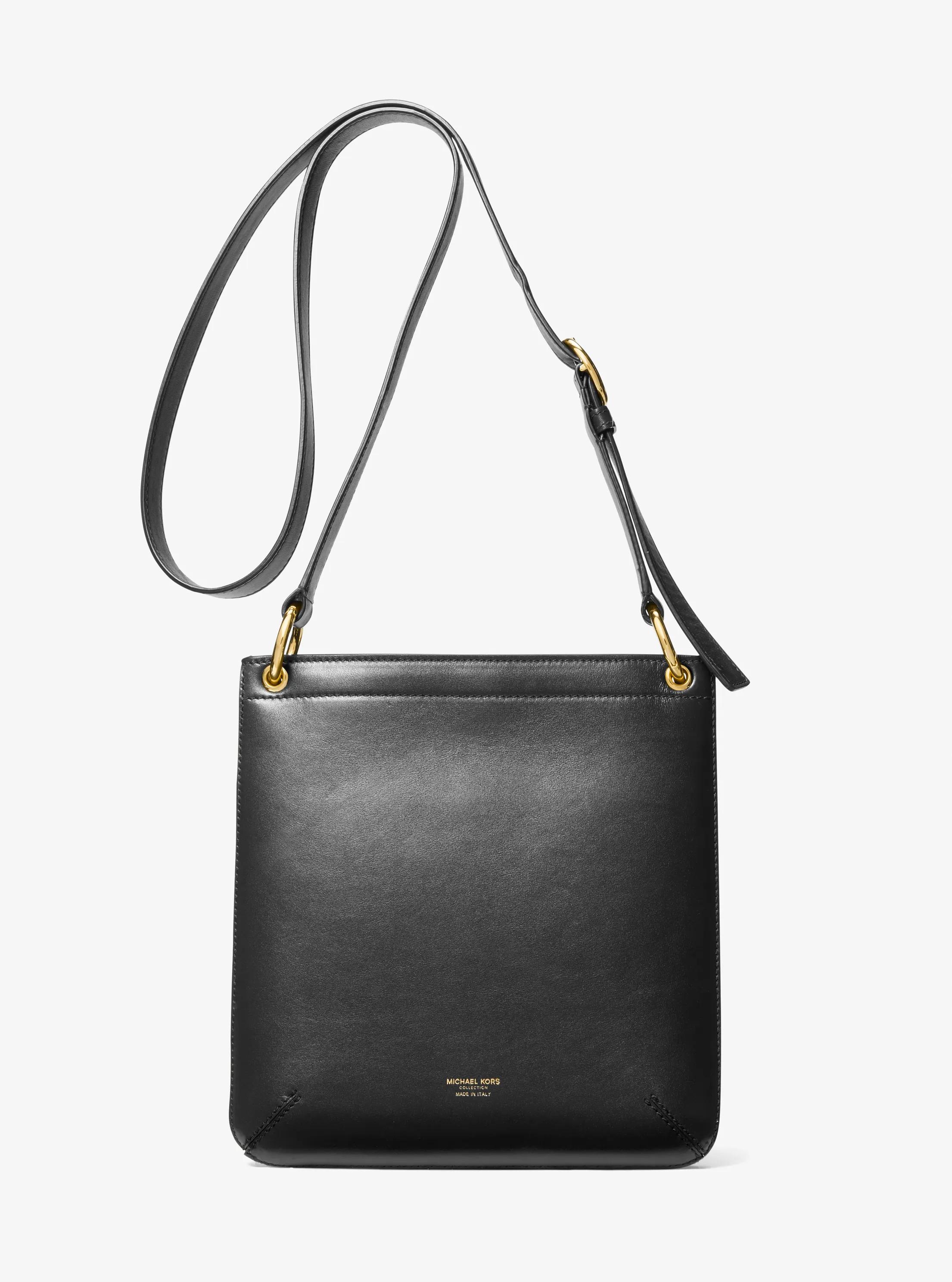 Tate Small Leather Messenger Bag in BLACK | Michael Kors