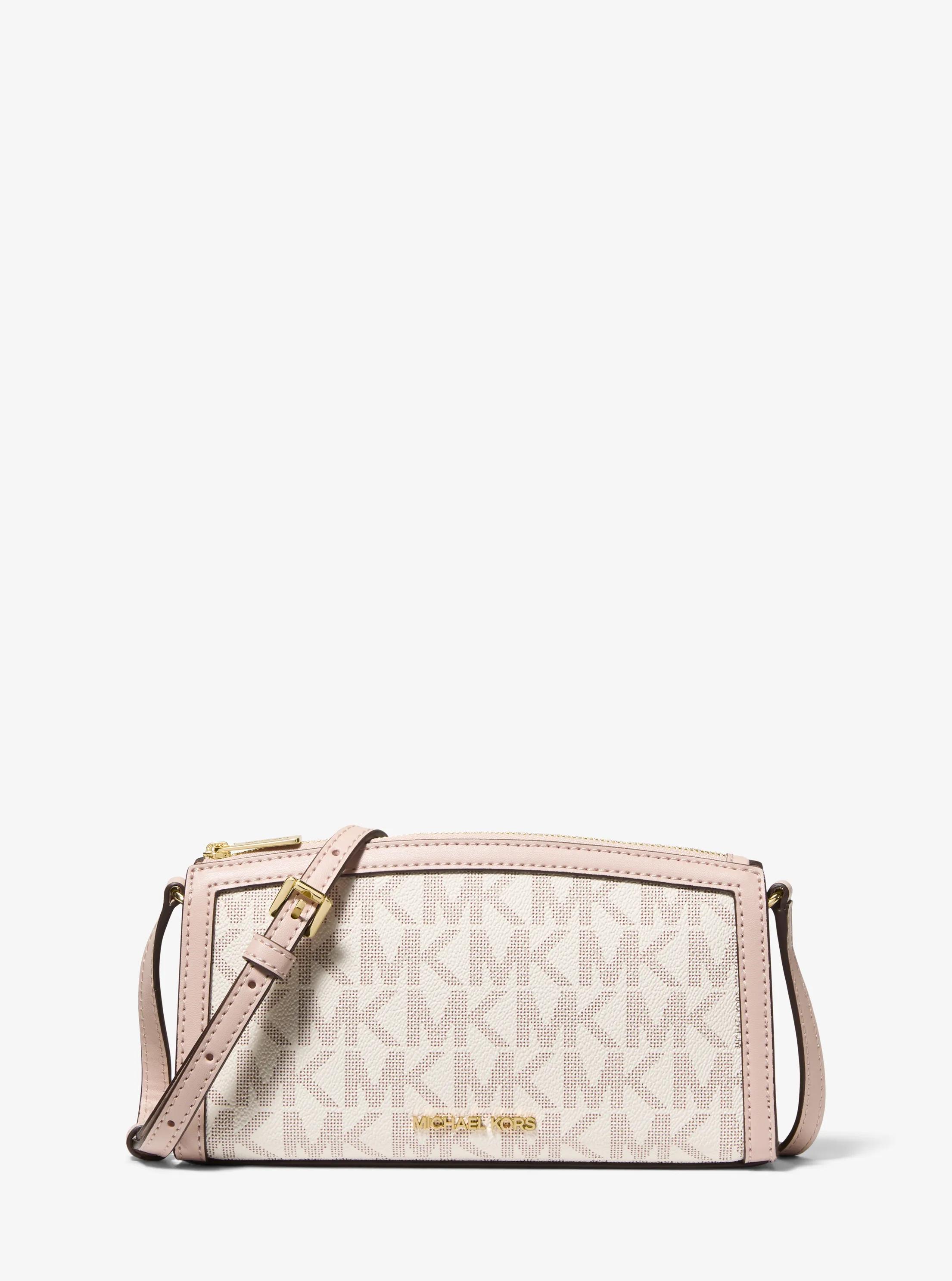 Jet Set Medium Signature Logo Crossbody Bag in VAINILLA/ROSA CLARO | Michael Kors