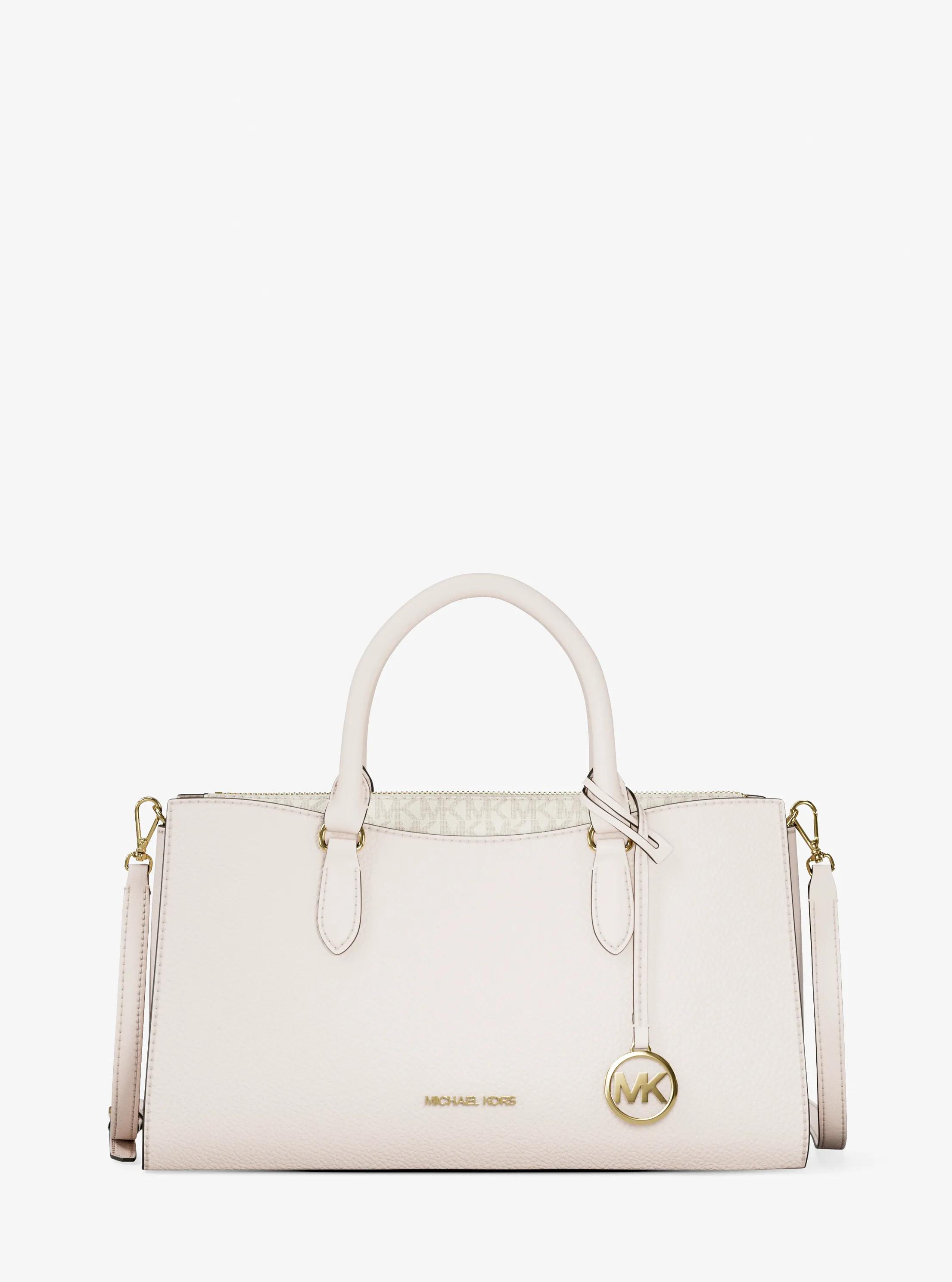 Bolso satchel Arden mediano de piel con cremallera superior in CREMA CLARO | Michael Kors