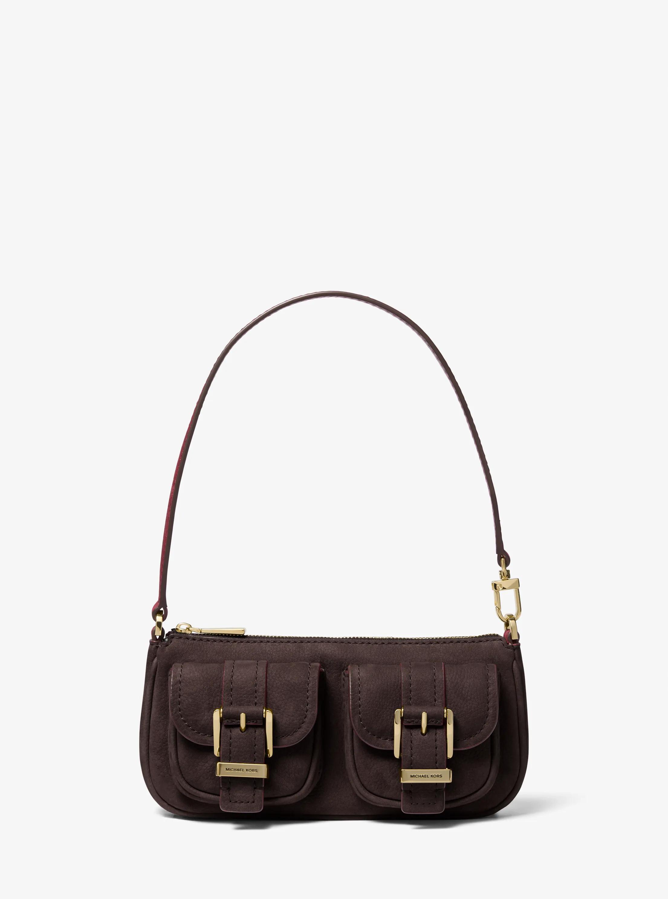Zoe Small Suede Convertible Pochette in CHOCOLATE | Michael Kors