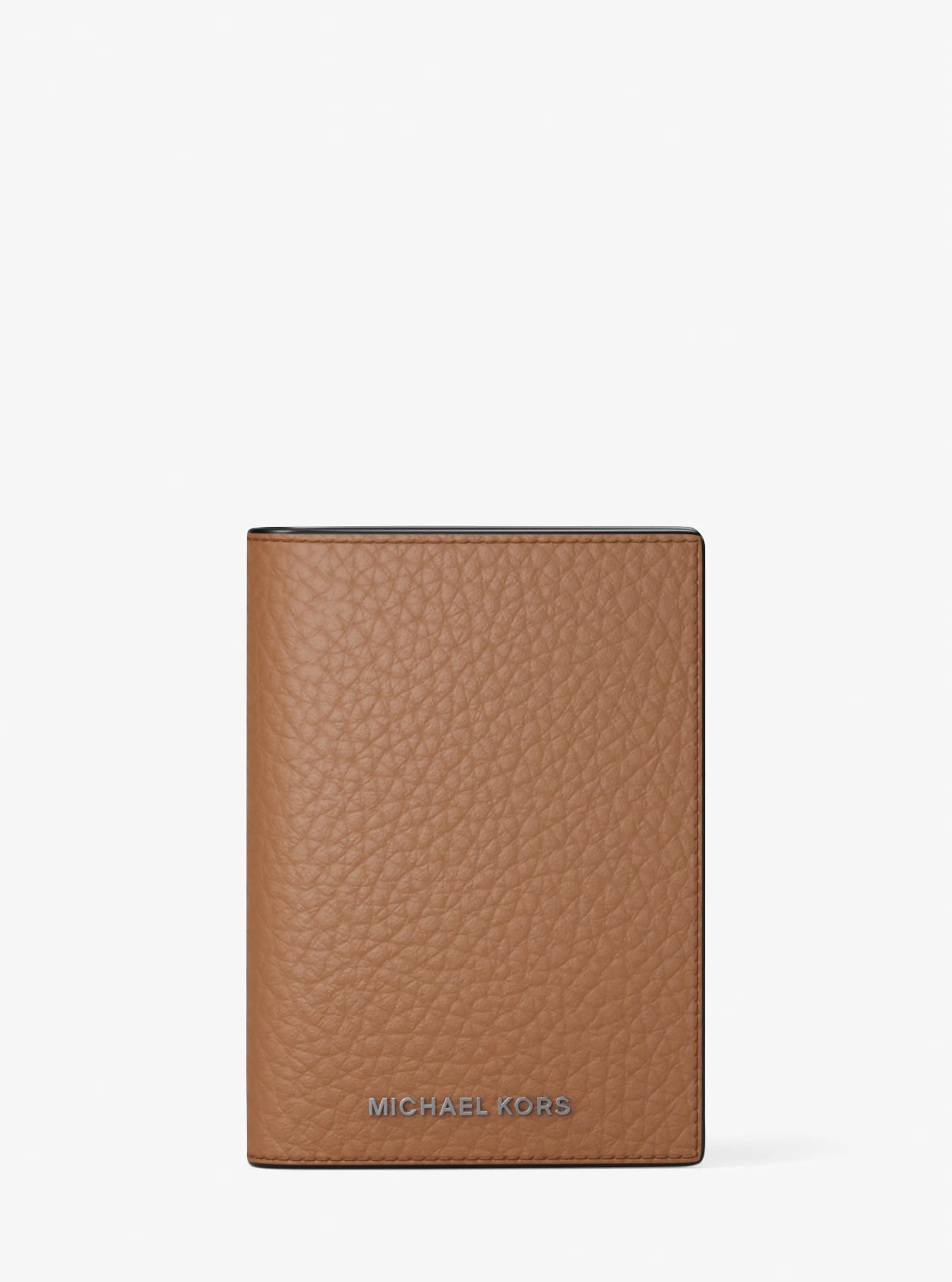 Hudson Pebbled Leather Folio Card Case in LUGGAGE | Michael Kors