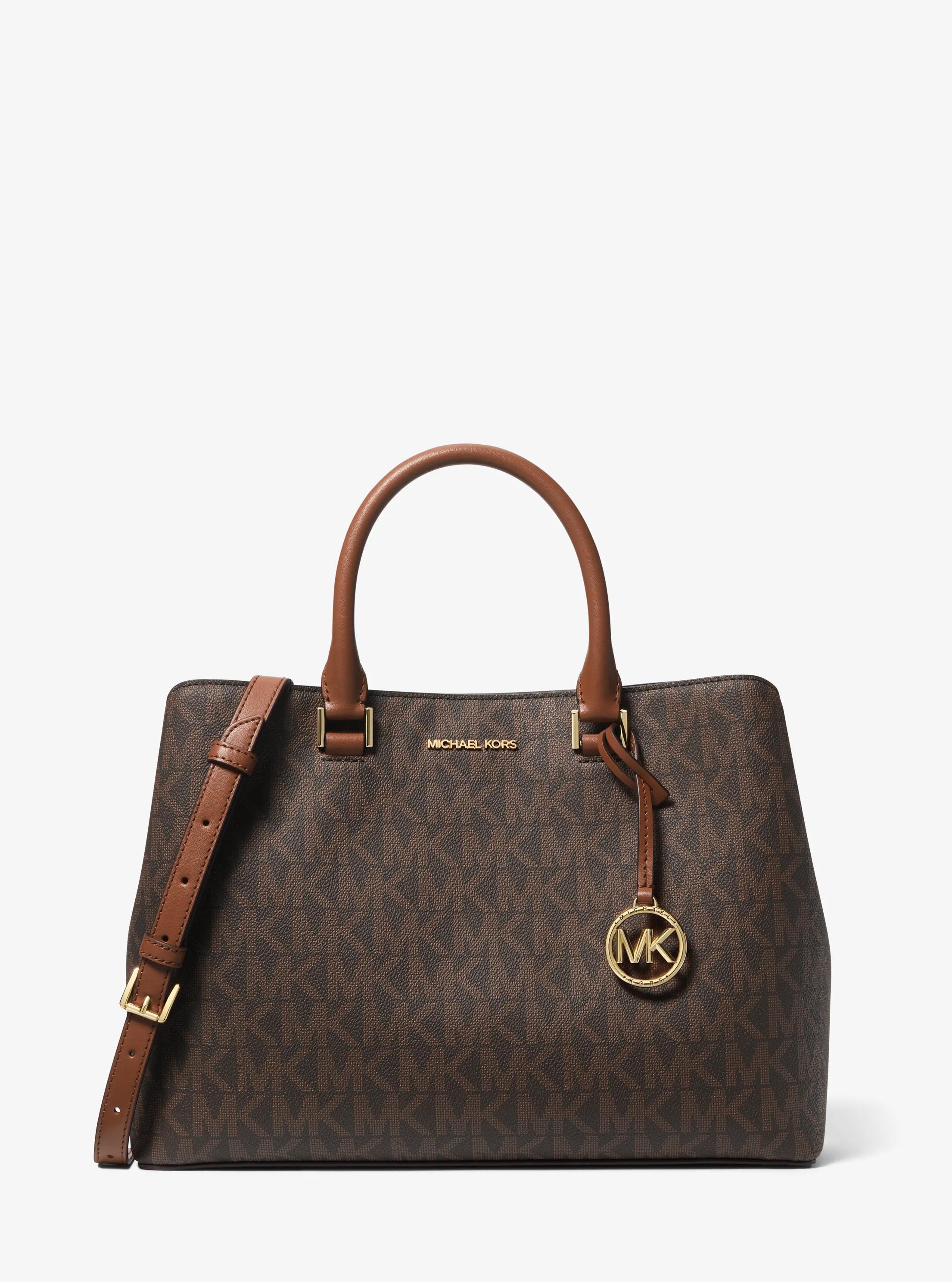 Savannah Large Signature Logo Satchel in BROWN/LUGGAGE - Sale