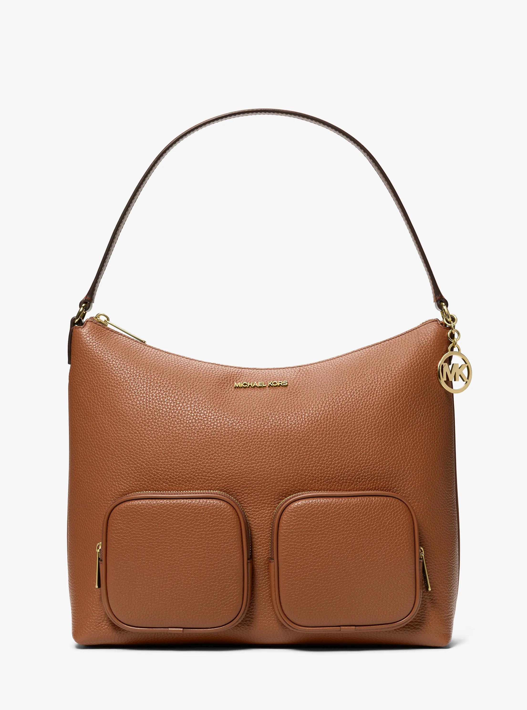 Bolso de hombro cargo Merrit grande de piel granulada in LUGGAGE | Michael Kors
