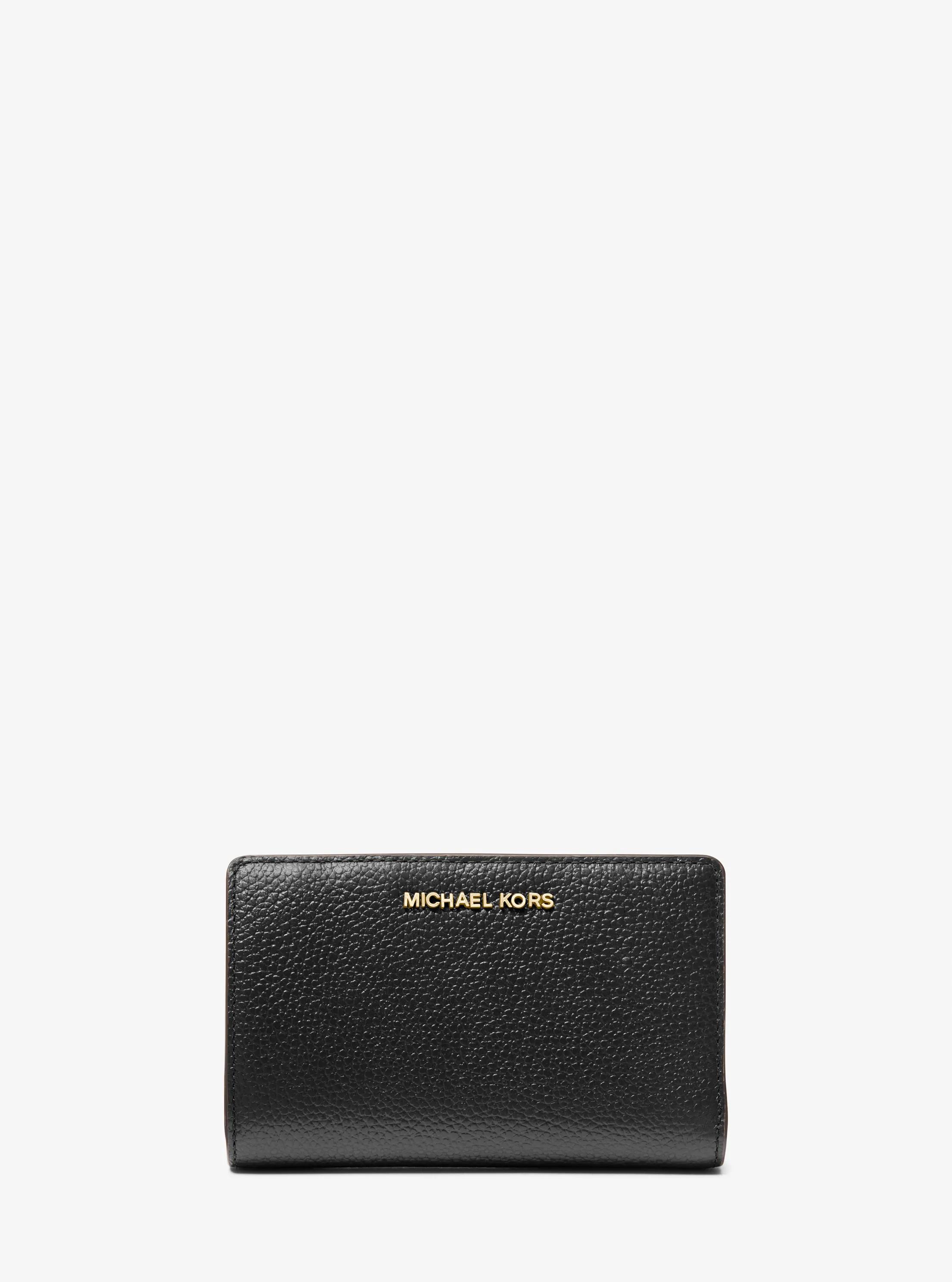 Medium Pebbled Leather Wallet in BLACK | Michael Kors