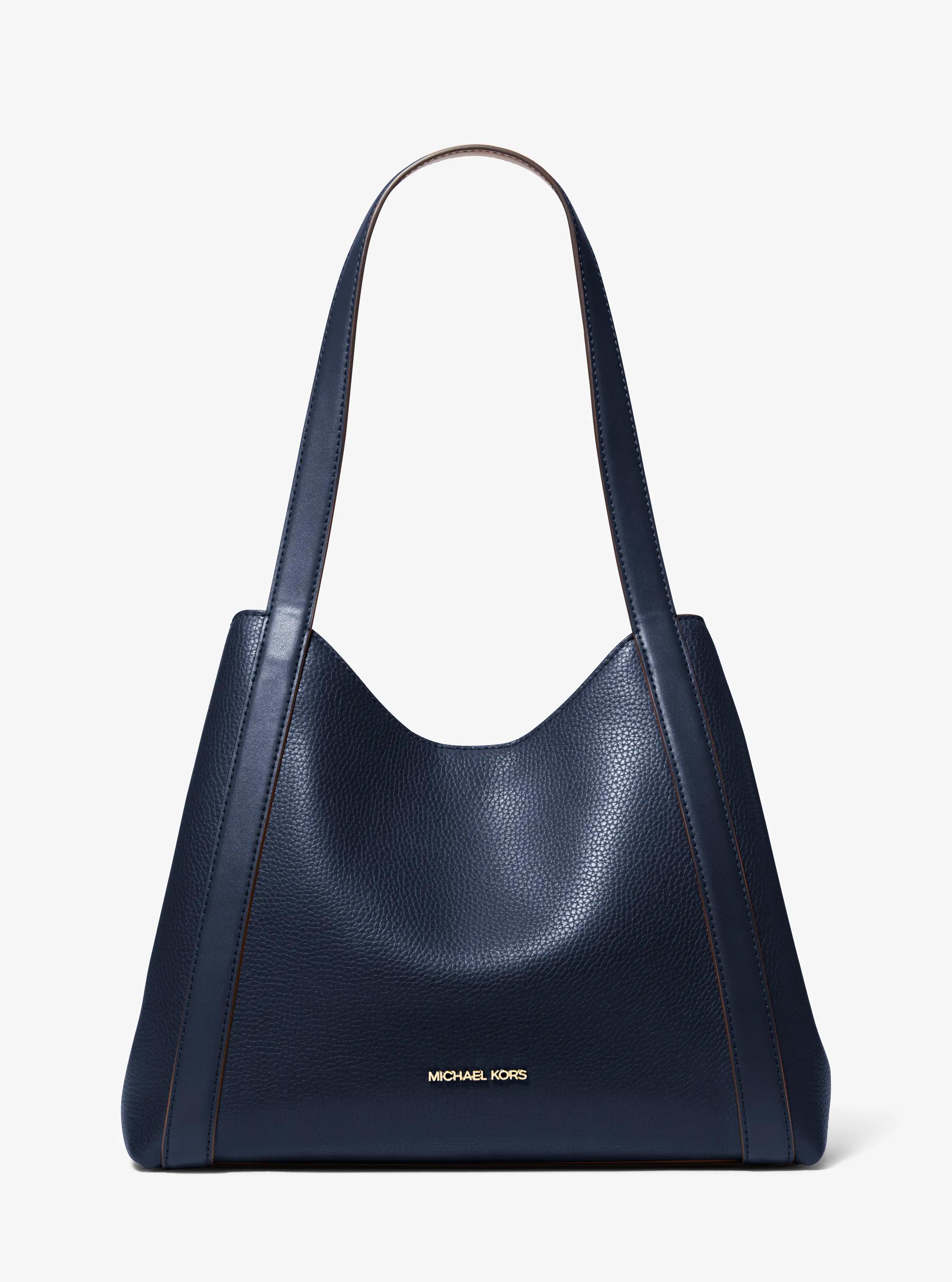 Rosemary Large Pebbled Leather Shoulder Bag in NAVY | Michael Kors
