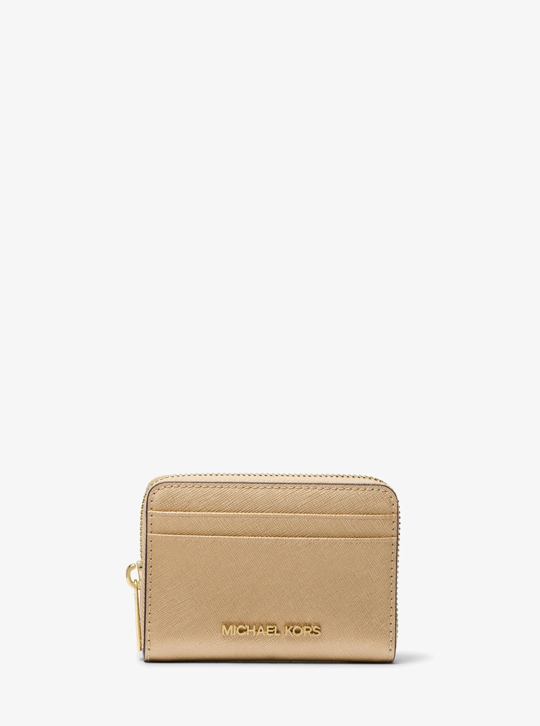 Cartera Jet Set Travel mediana de piel metalizada in DORADO P&Aacute;LIDO | Michael Kors