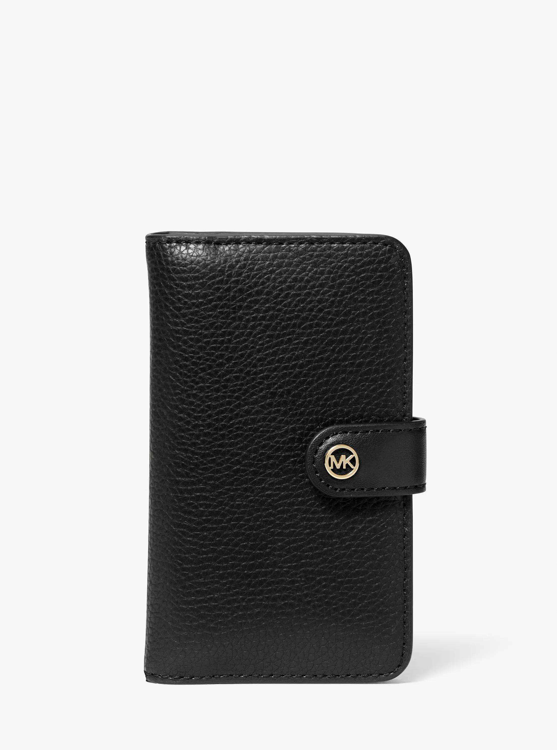 Jet Set Travel Medium Pebbled Leather Billfold Wallet in BLACK | Michael Kors