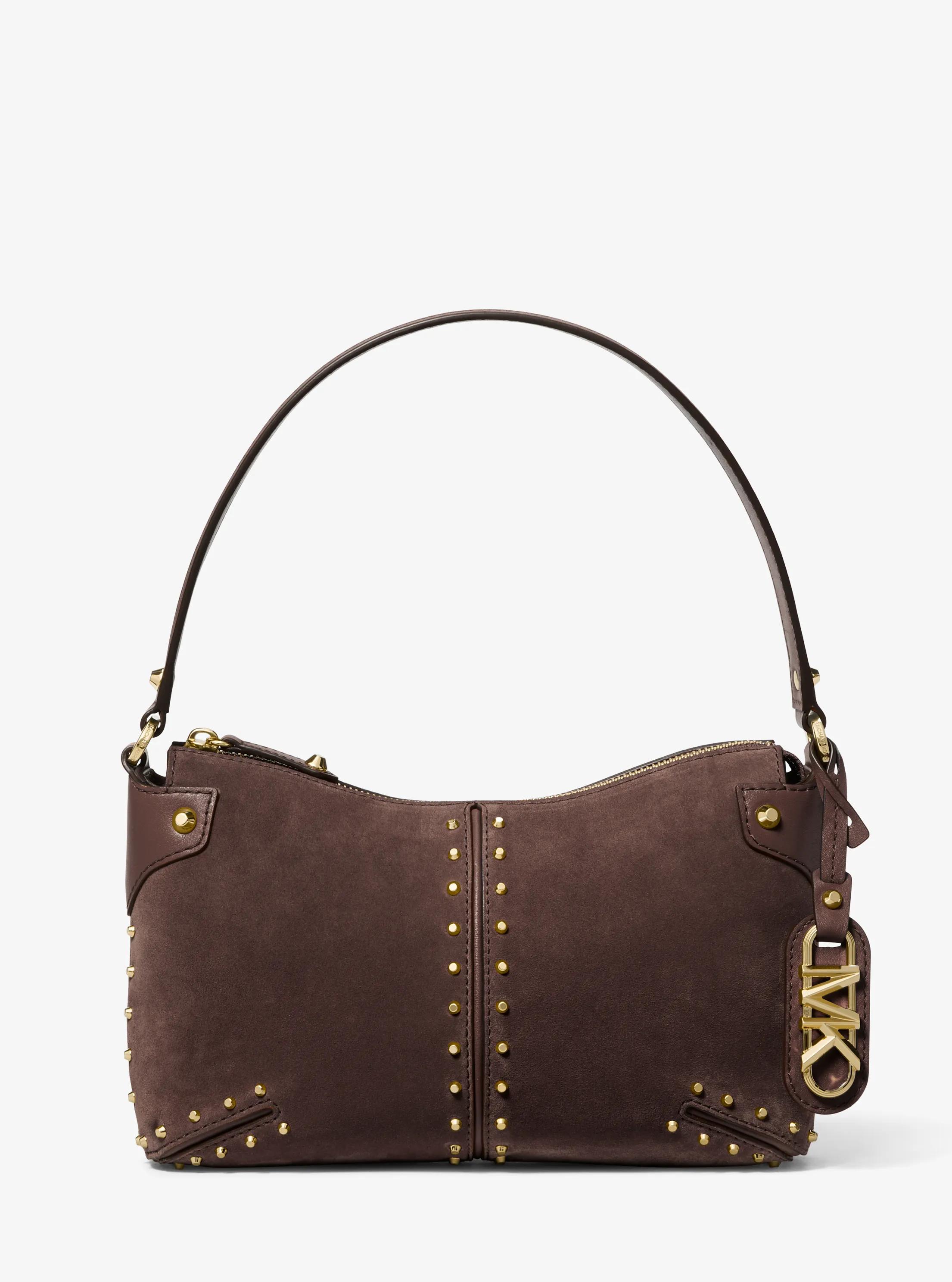 Bolso de hombro Astor grande de ante con tachuelas