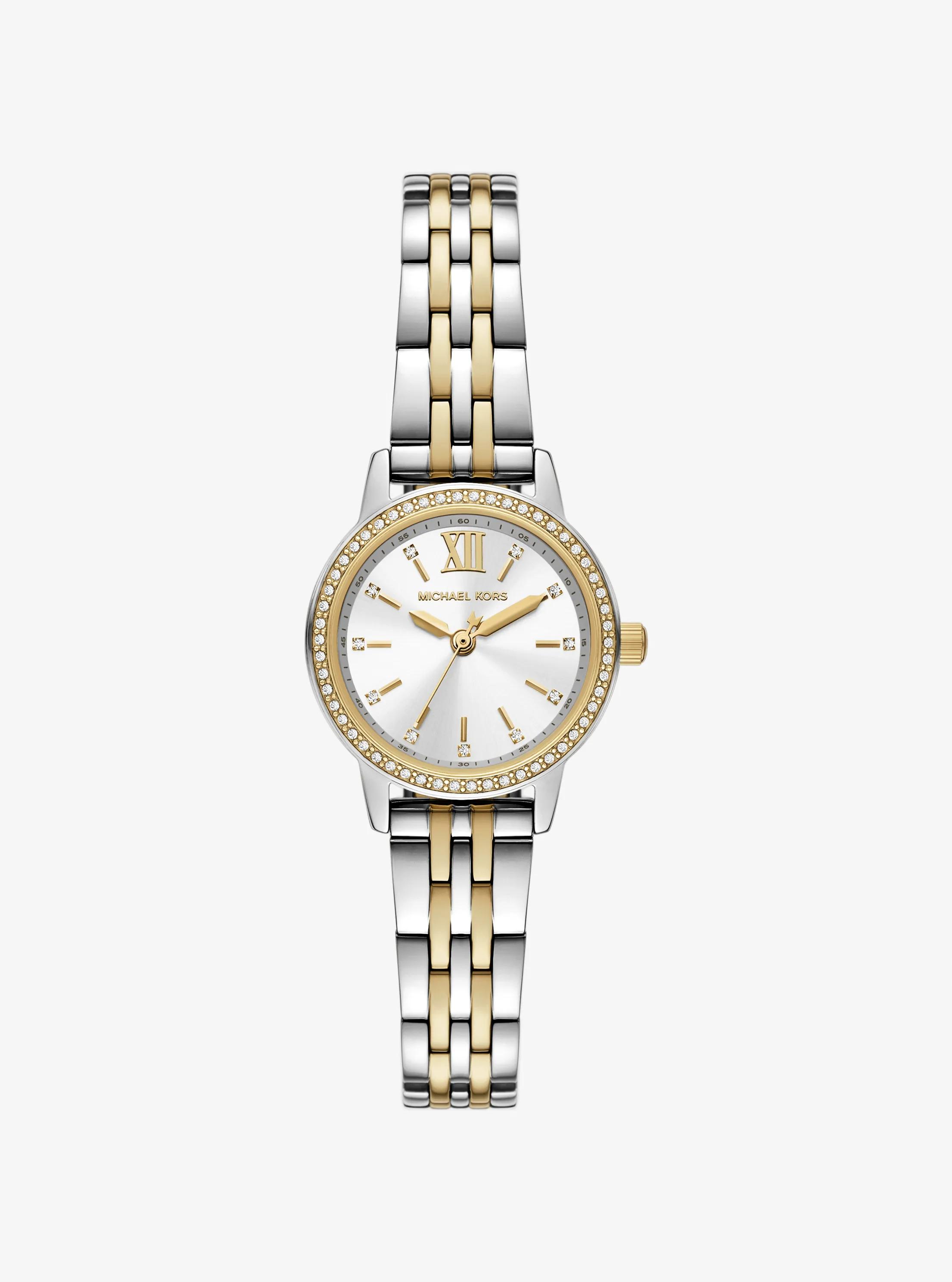 Michael Kors Outlet Mini Melissa Pavé Two-tone Watch In Silver