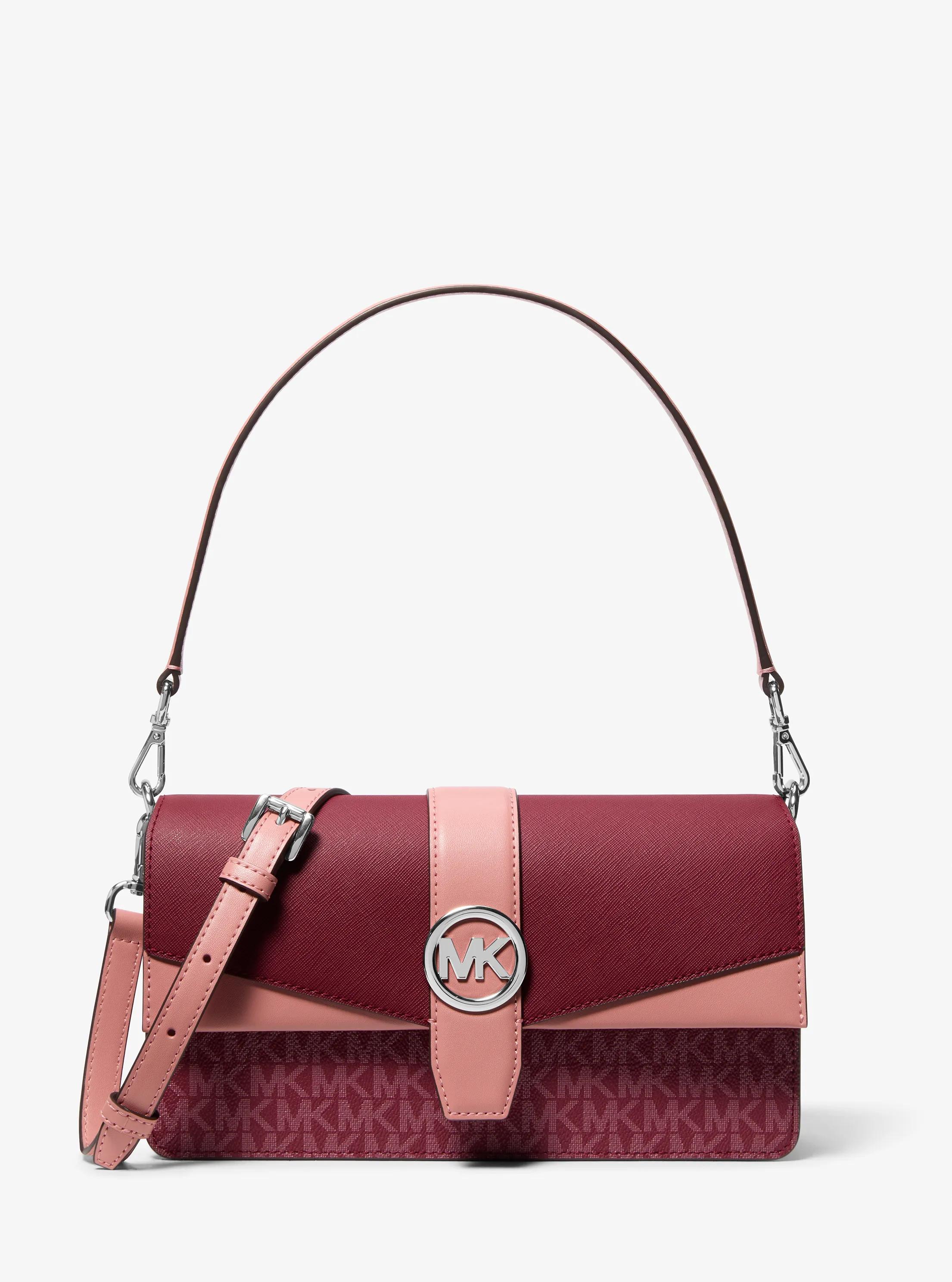 Greenwich Medium Signature Logo Convertible Shoulder Bag in GRANATE | Michael Kors