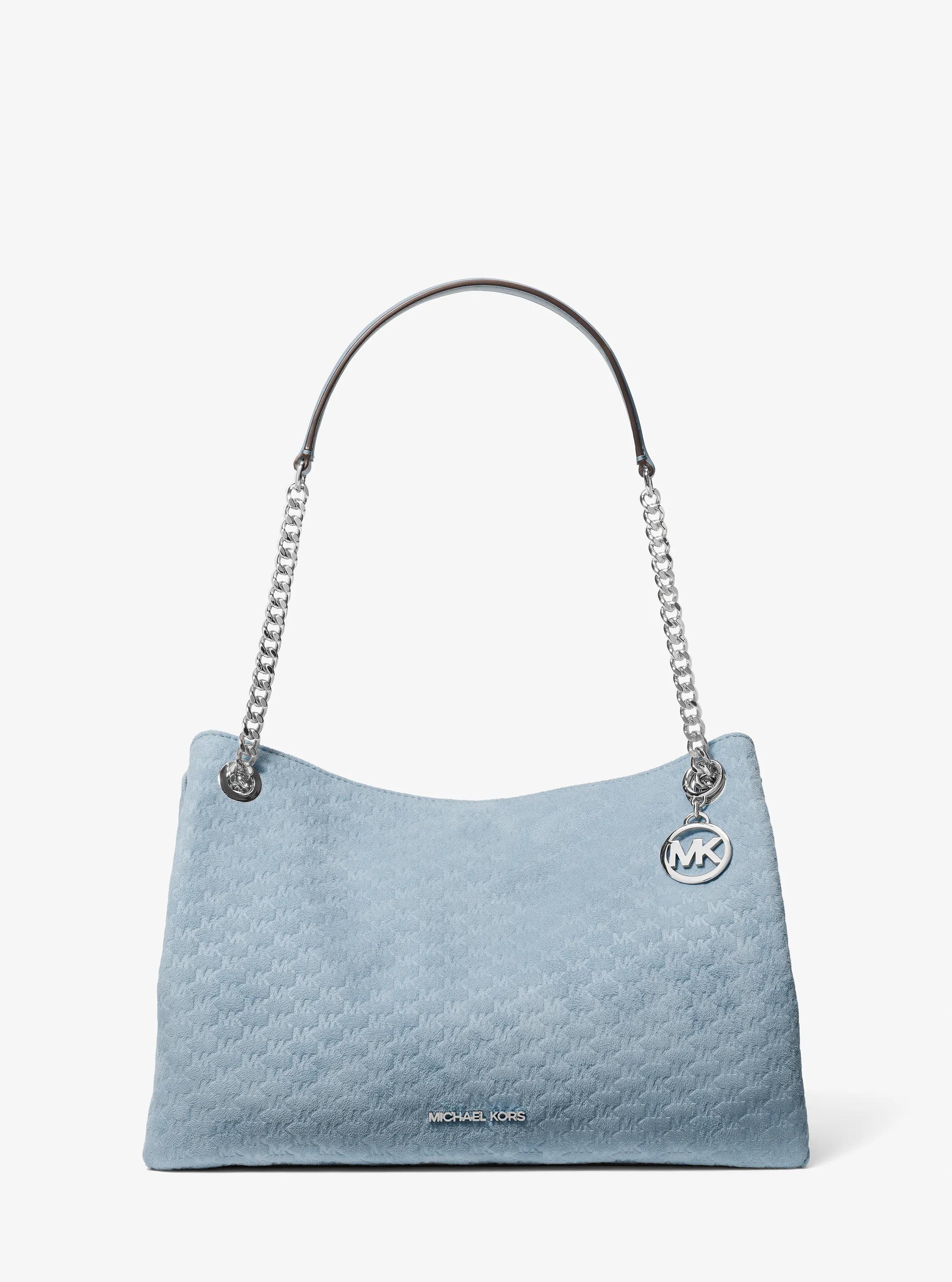 Christina Medium Logo Debossed Messenger Bag in BLEU P&Acirc;LE | Michael Kors
