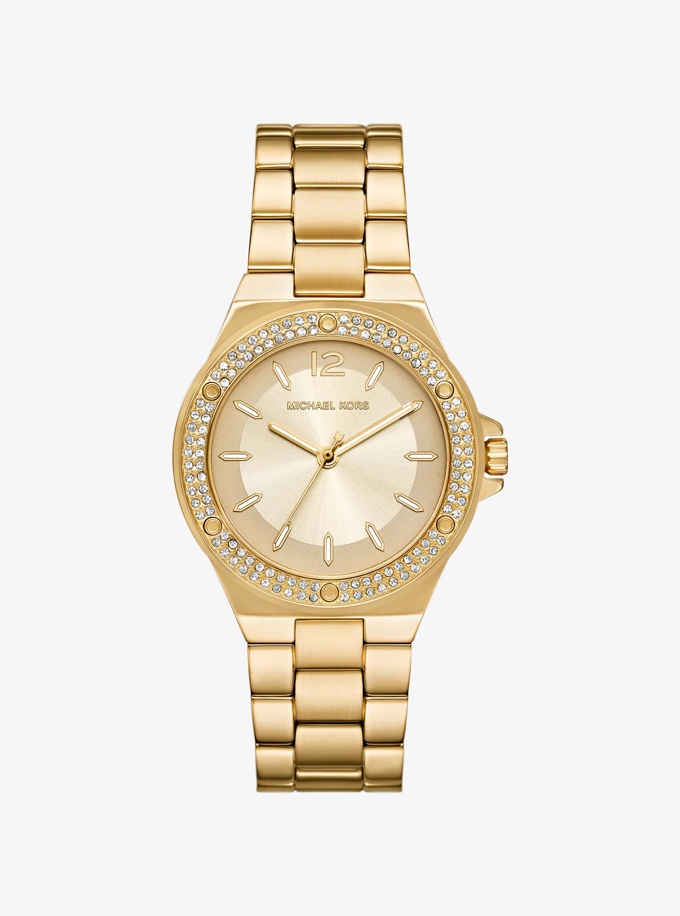Michael Kors Lennox Pavé Gold-Tone Watch
