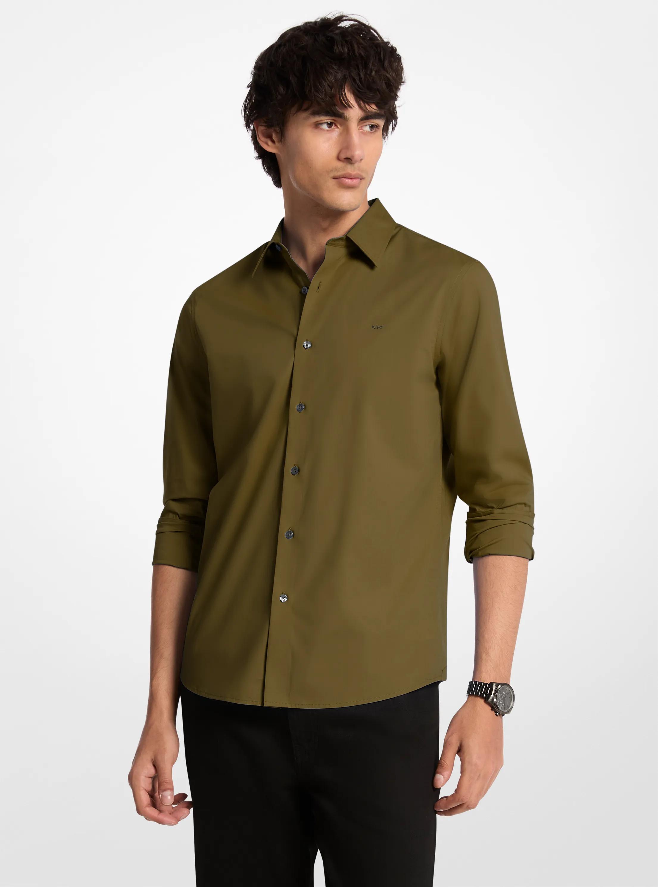 Stretch Cotton Shirt in IVY | Michael Kors
