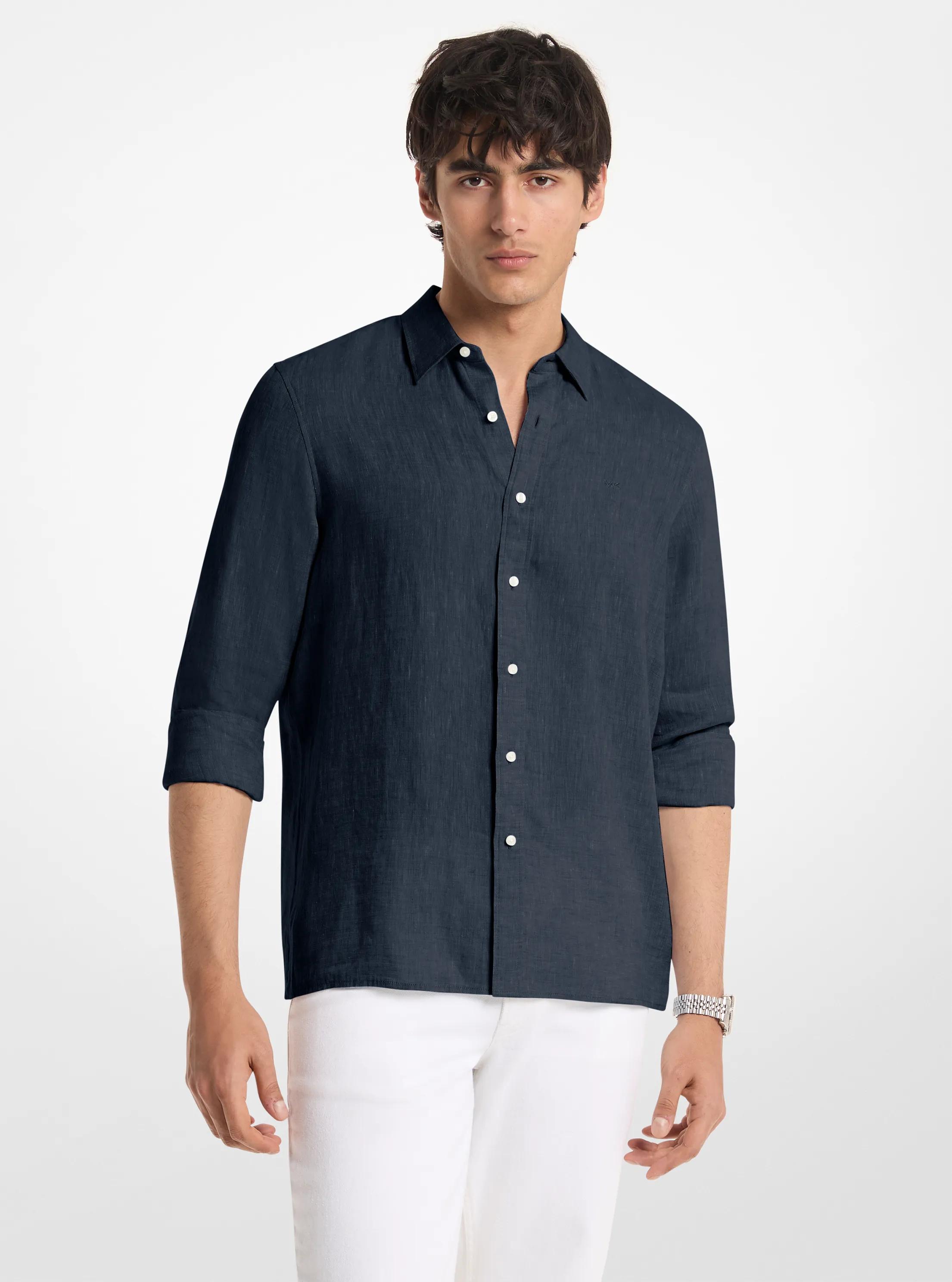 Classic-Fit Linen Shirt in MIDNIGHT | Michael Kors