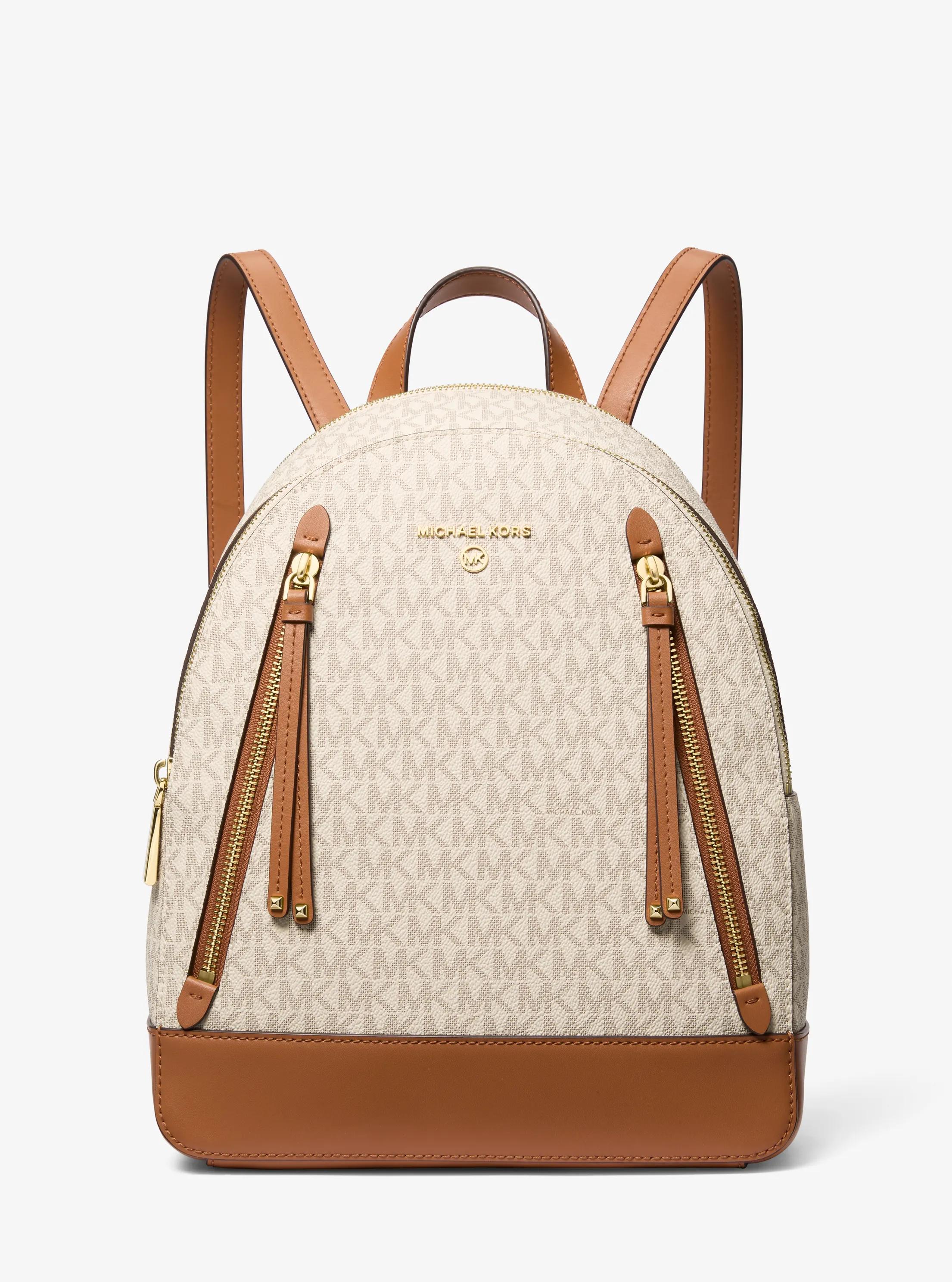 Brooklyn Medium Logo Backpack in VANILLA/ACORN | Michael Kors