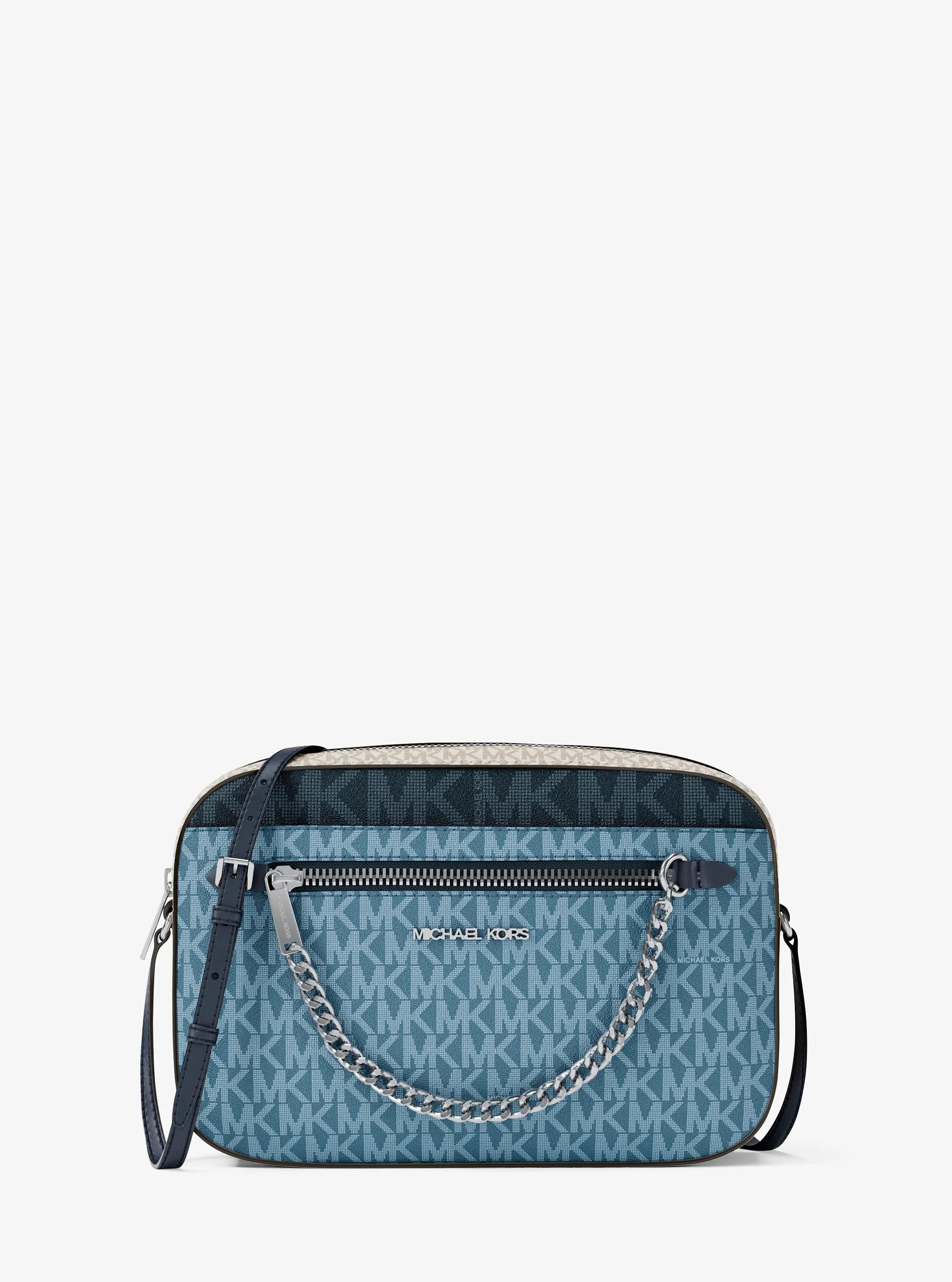 Jet Set Large Signature Logo Crossbody Bag in DENIM MULTI | Michael Kors