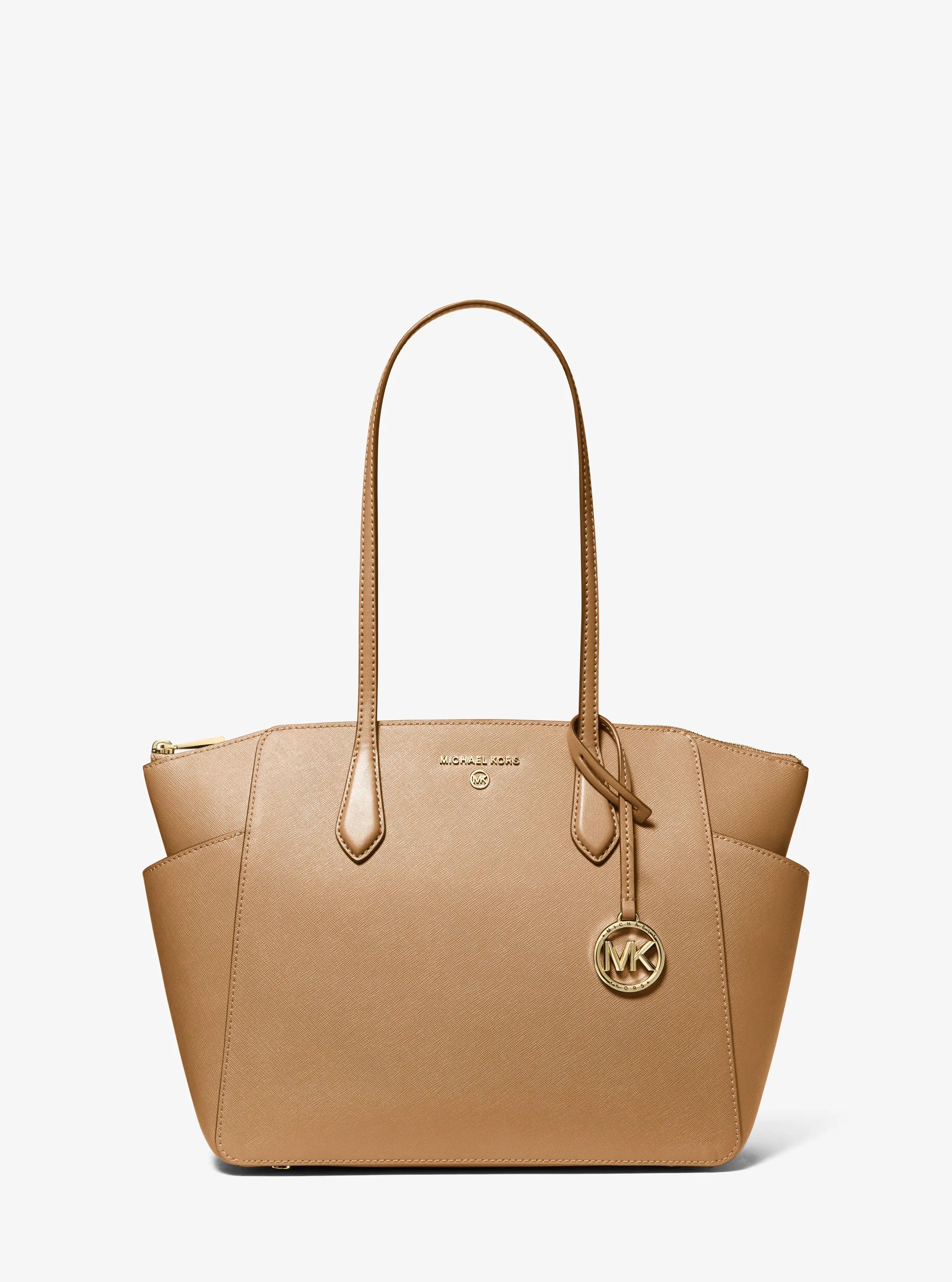 Marilyn Medium Saffiano Leather Tote Bag in CAMEL | Michael Kors
