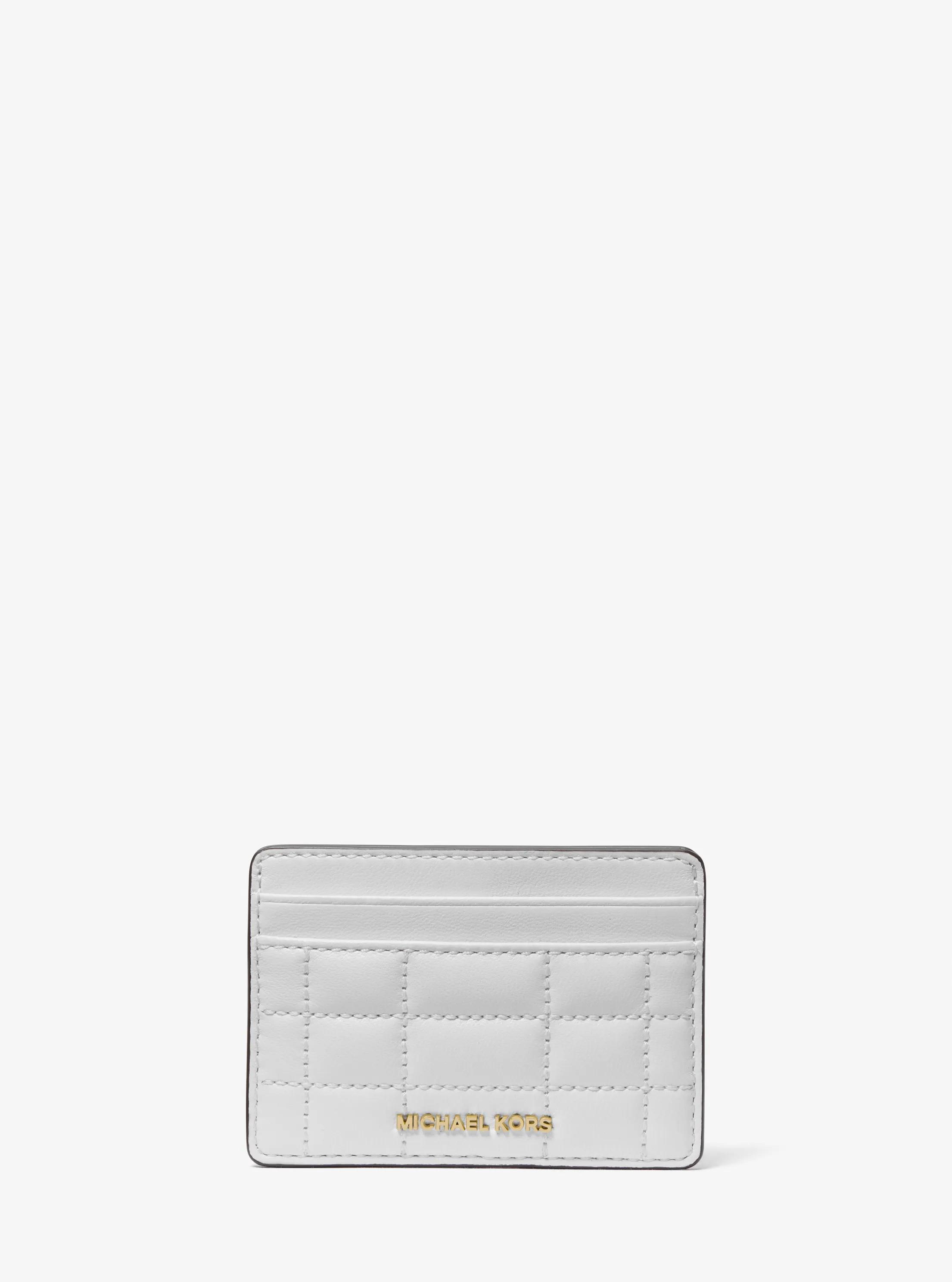 Jet Set Quilted Leather Card Case in OPTIC WHITE | Michael Kors