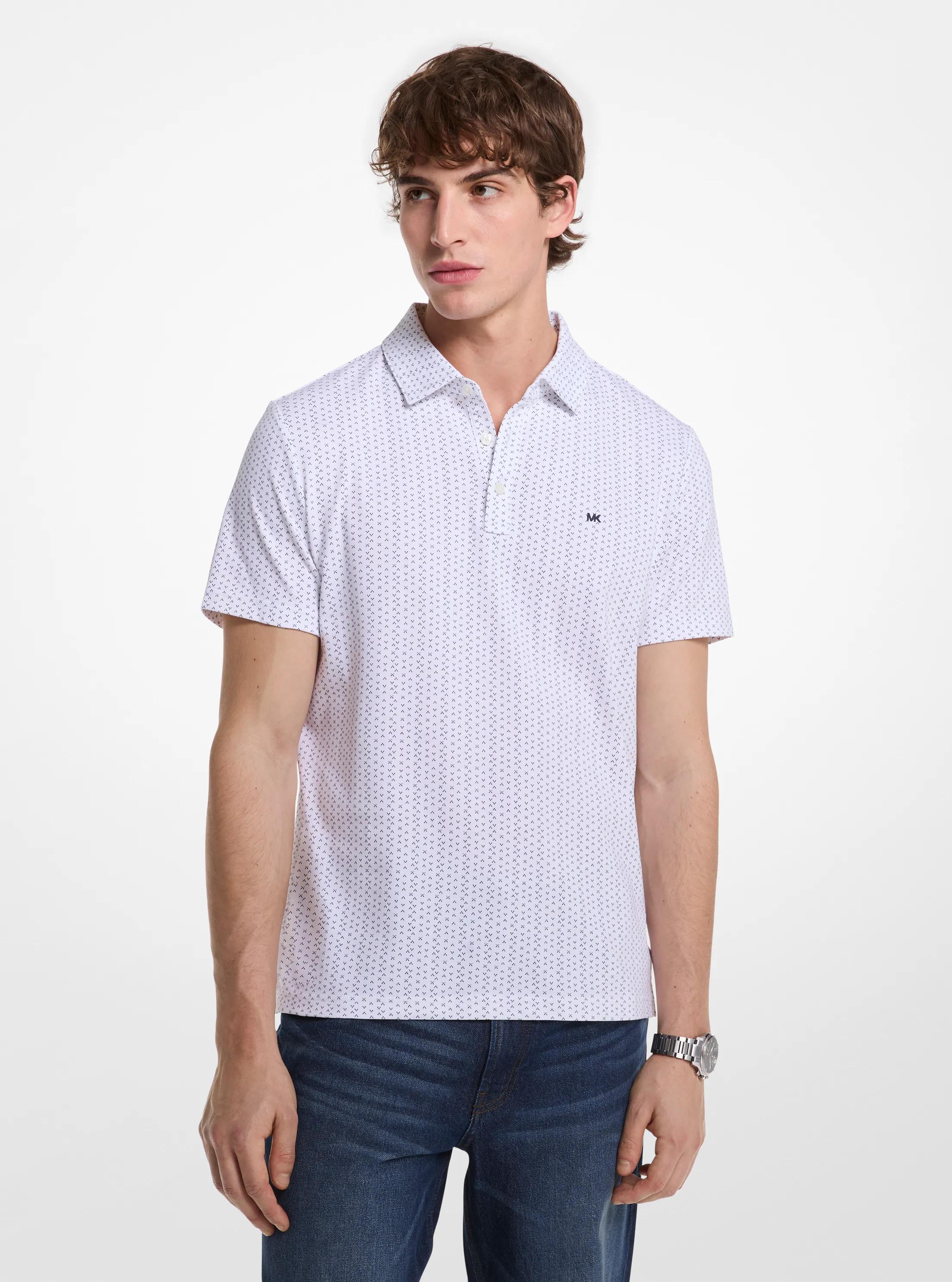 Polo en coton Geo Ditsy in BLANC | Michael Kors
