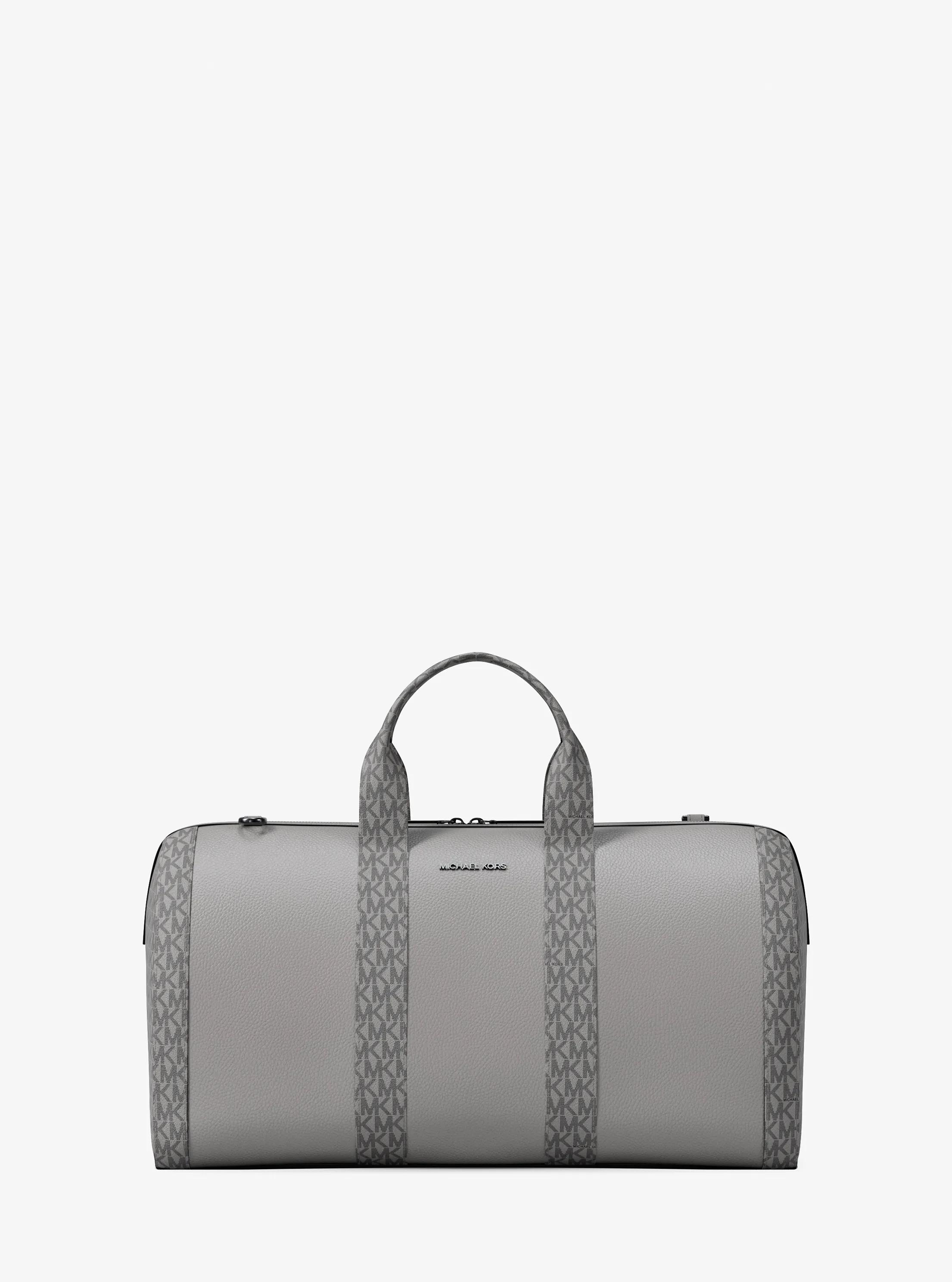Cooper Pebbled Leather and Signature Logo Duffel Bag in PEARL GREY | Michael Kors