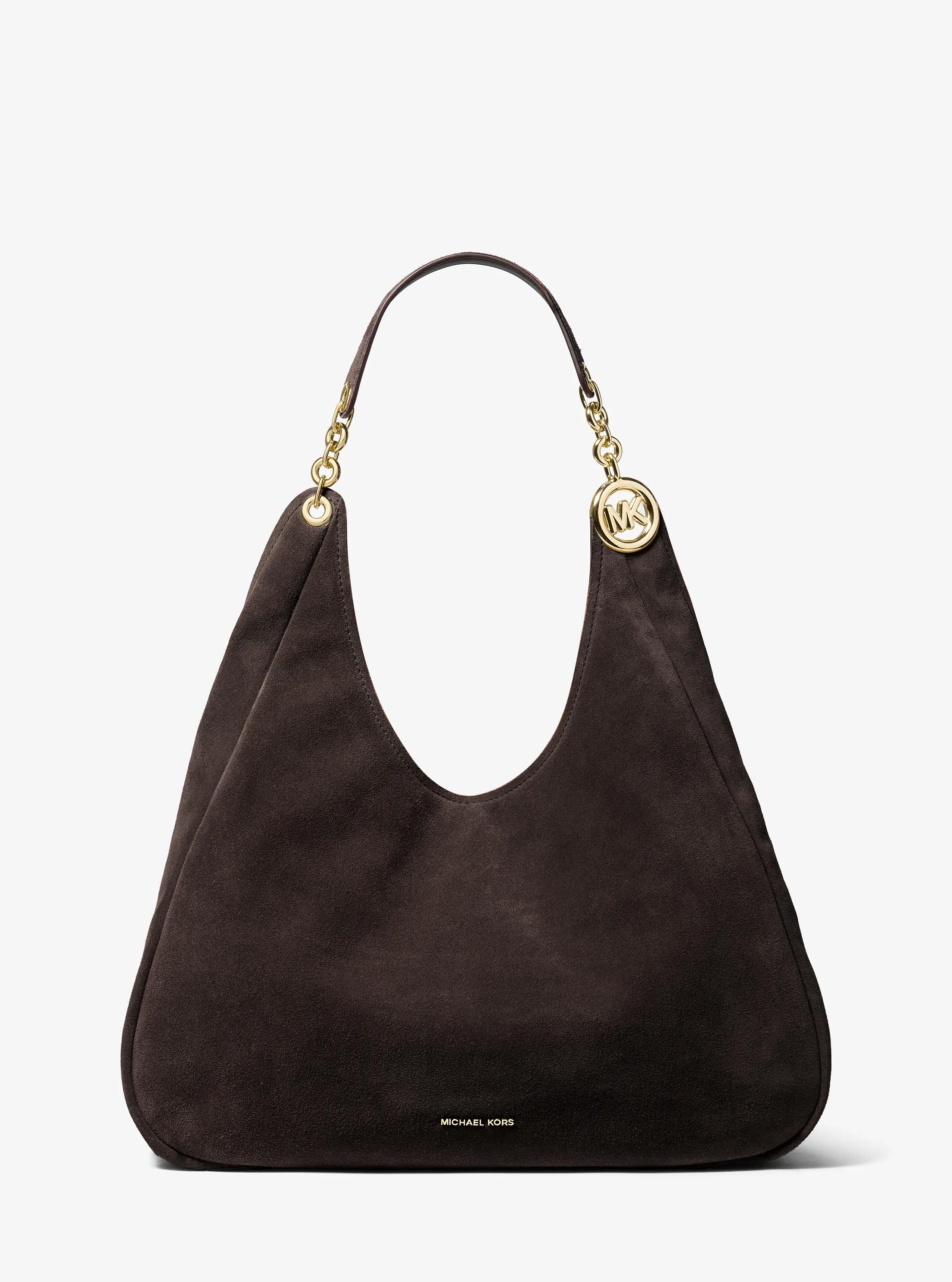 Borsa a spalla Ellie grande in pelle scamosciata in CIOCCOLATO | Michael Kors