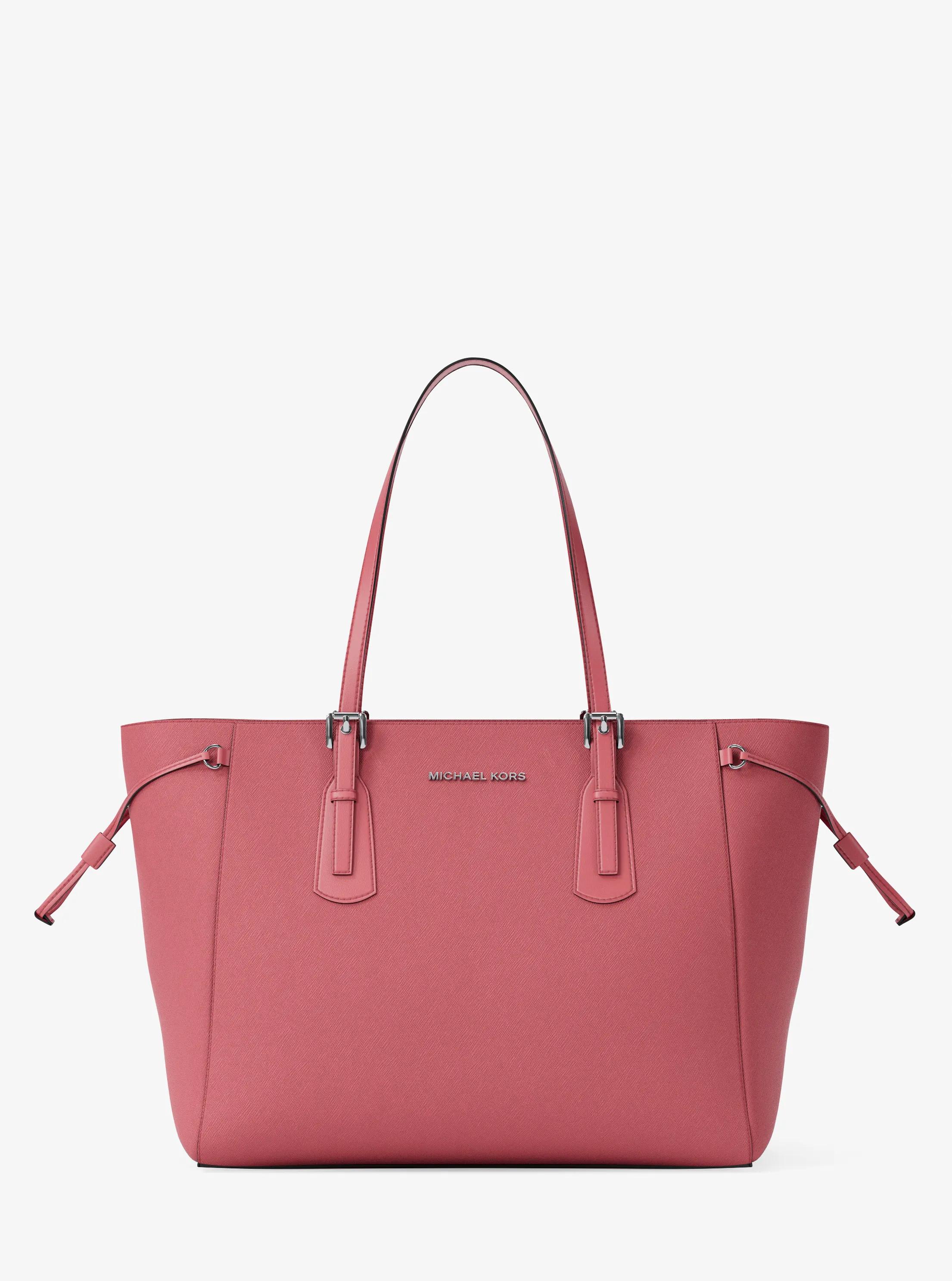 Voyager Large Saffiano Leather Tote Bag in MAROON - Sale | Michael