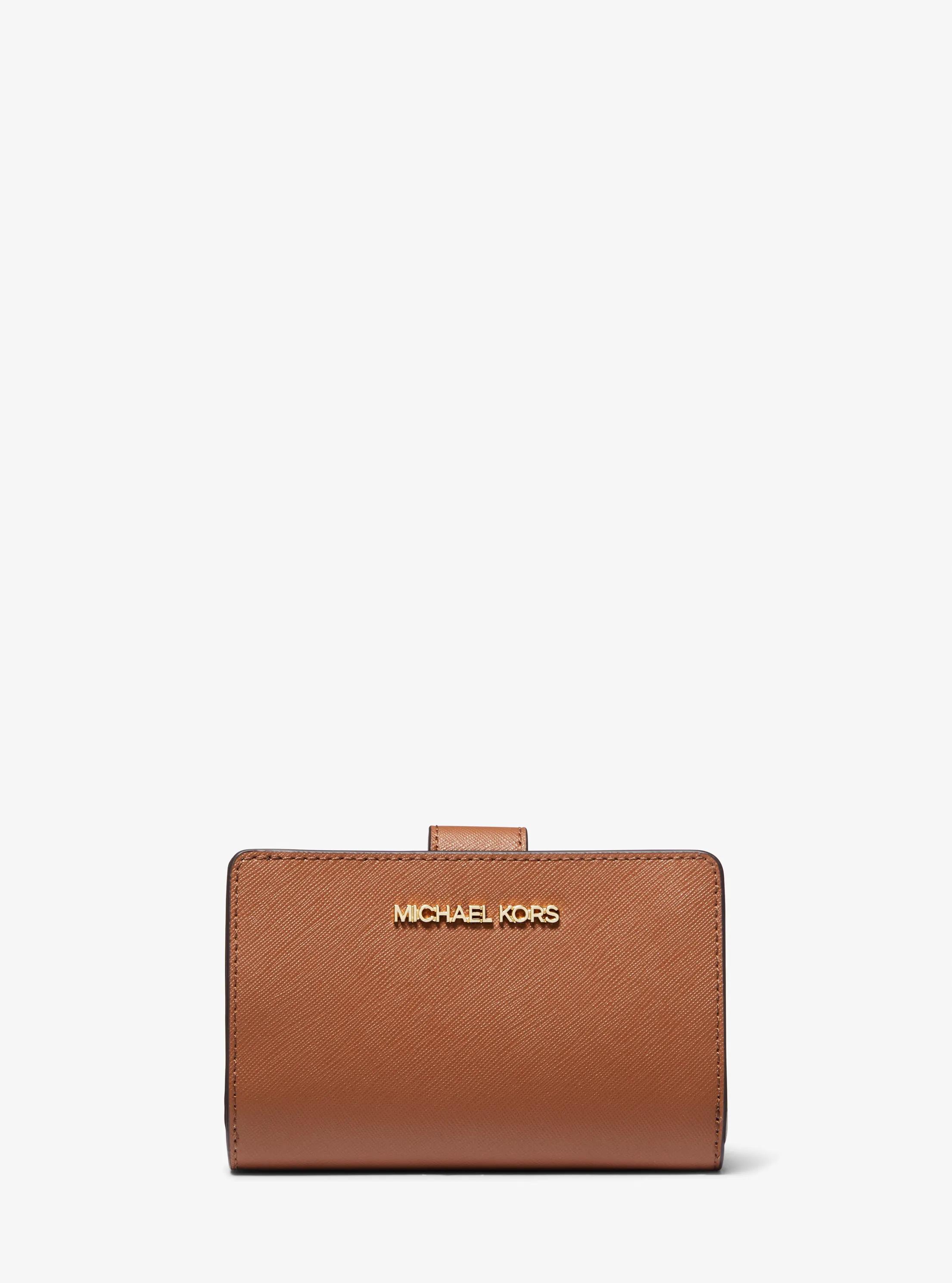 Portafoglio medio in pelle a grana incrociata in CUOIO | Michael Kors