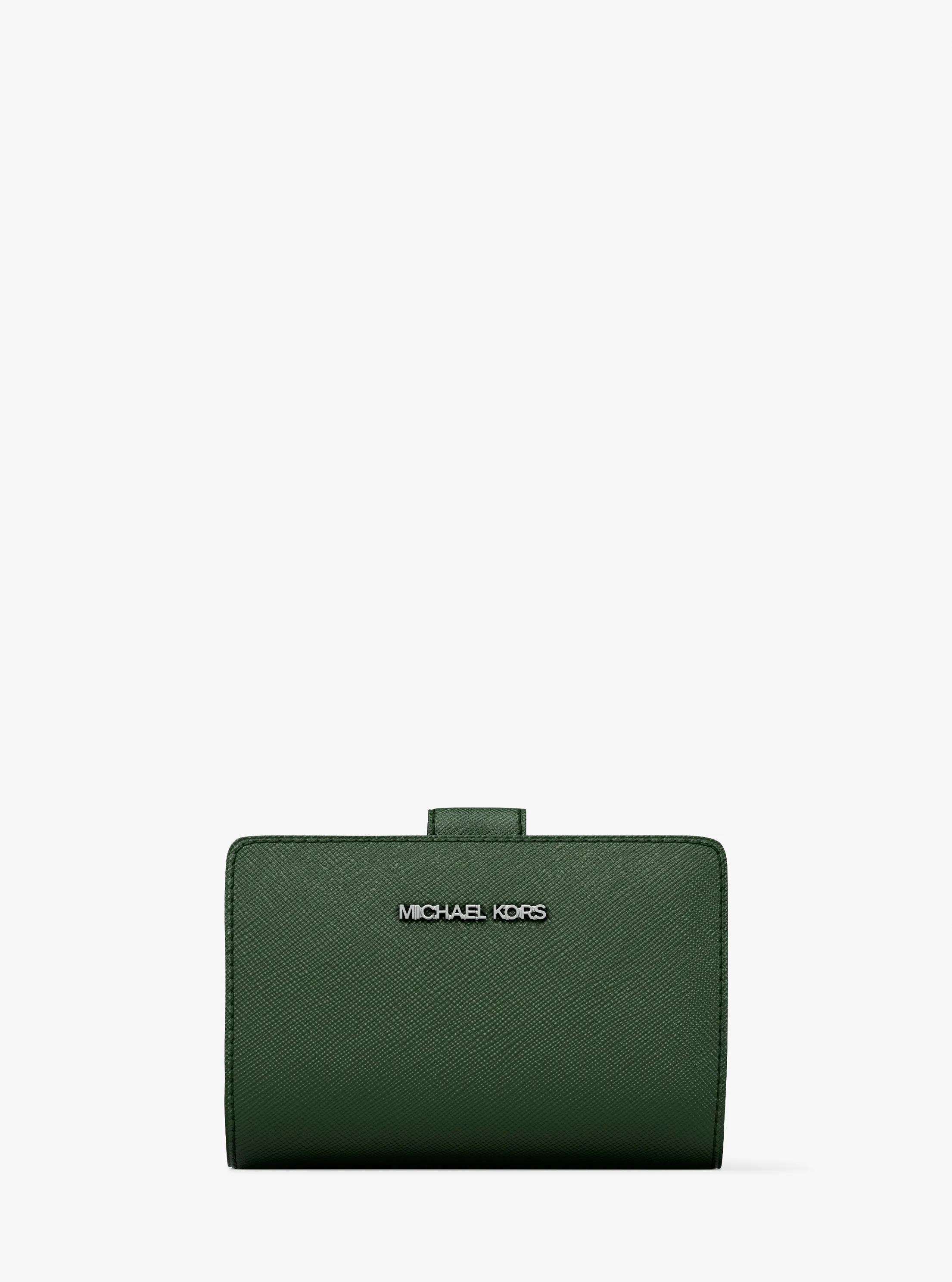 Jet Set Travel Medium Saffiano Leather Wallet in AMAZON GREEN | Michael Kors