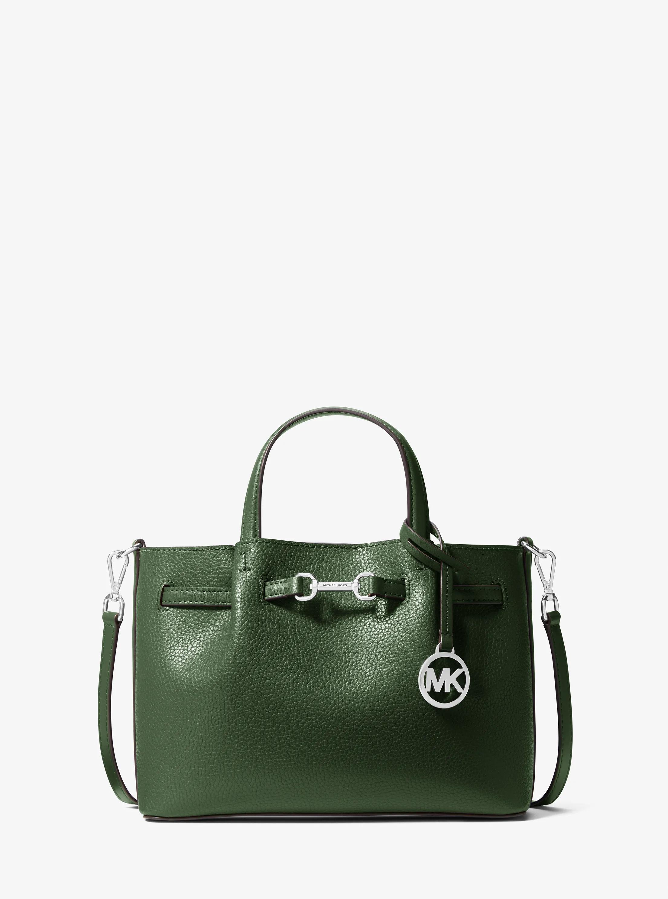 Bolso satchel Carson peque&ntilde;o de cuero granulado in VERDE AMAZONAS | Michael Kors