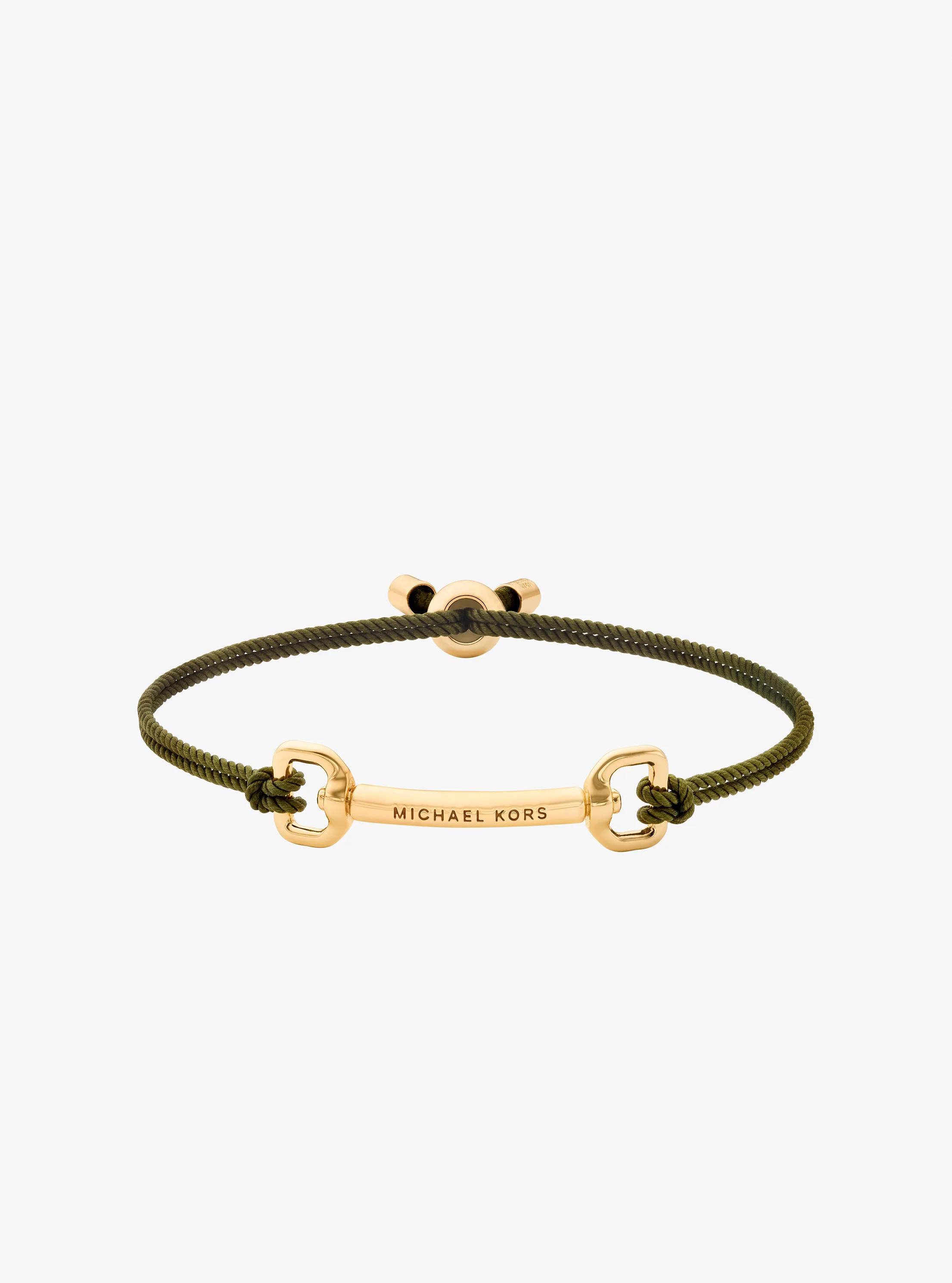 Pulsera ajustable de cord&oacute;n con motivo de bocado in DORADO/VERDE OR&Eacute;GANO | Michael Kors