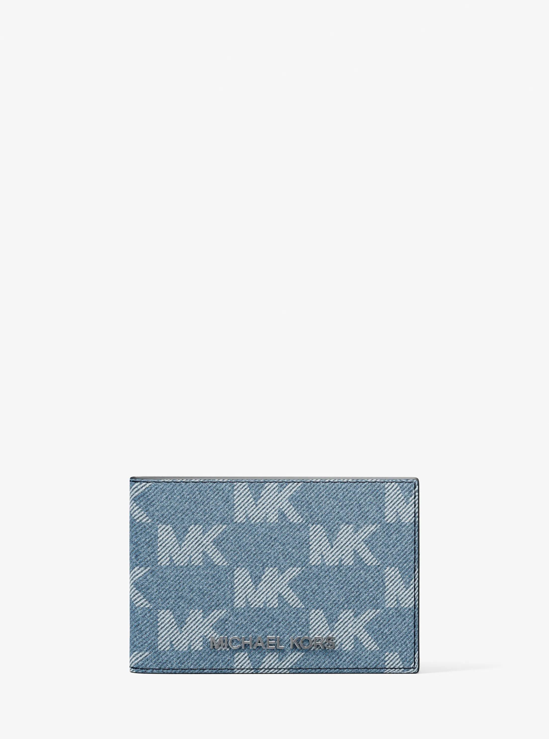 Cooper Medium Logo Jacquard Denim Wallet in MEDIUM BLUE WASH | Michael Kors