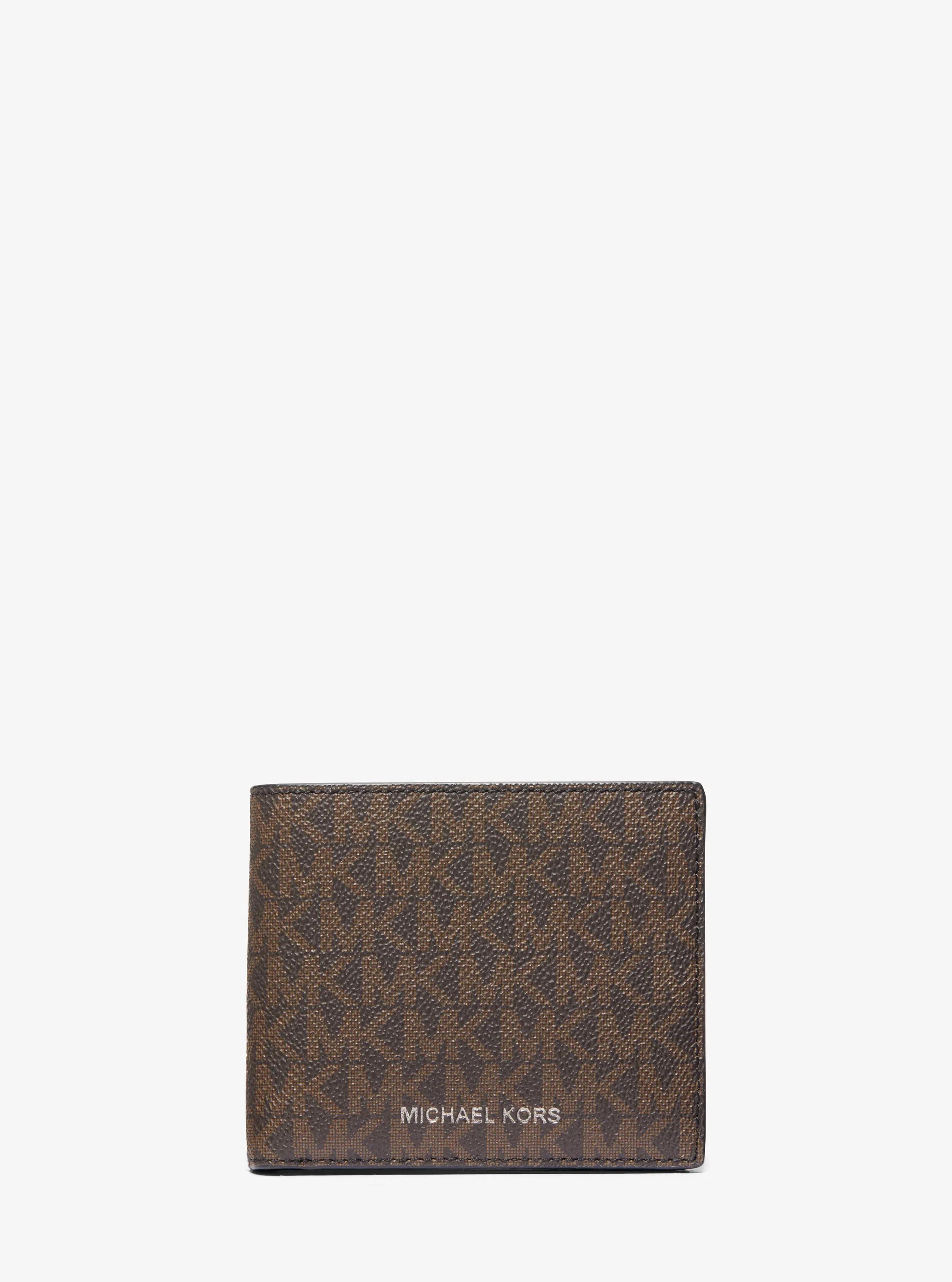Greyson Logo Slim Billfold Wallet in BROWN/BLACK | Michael Kors