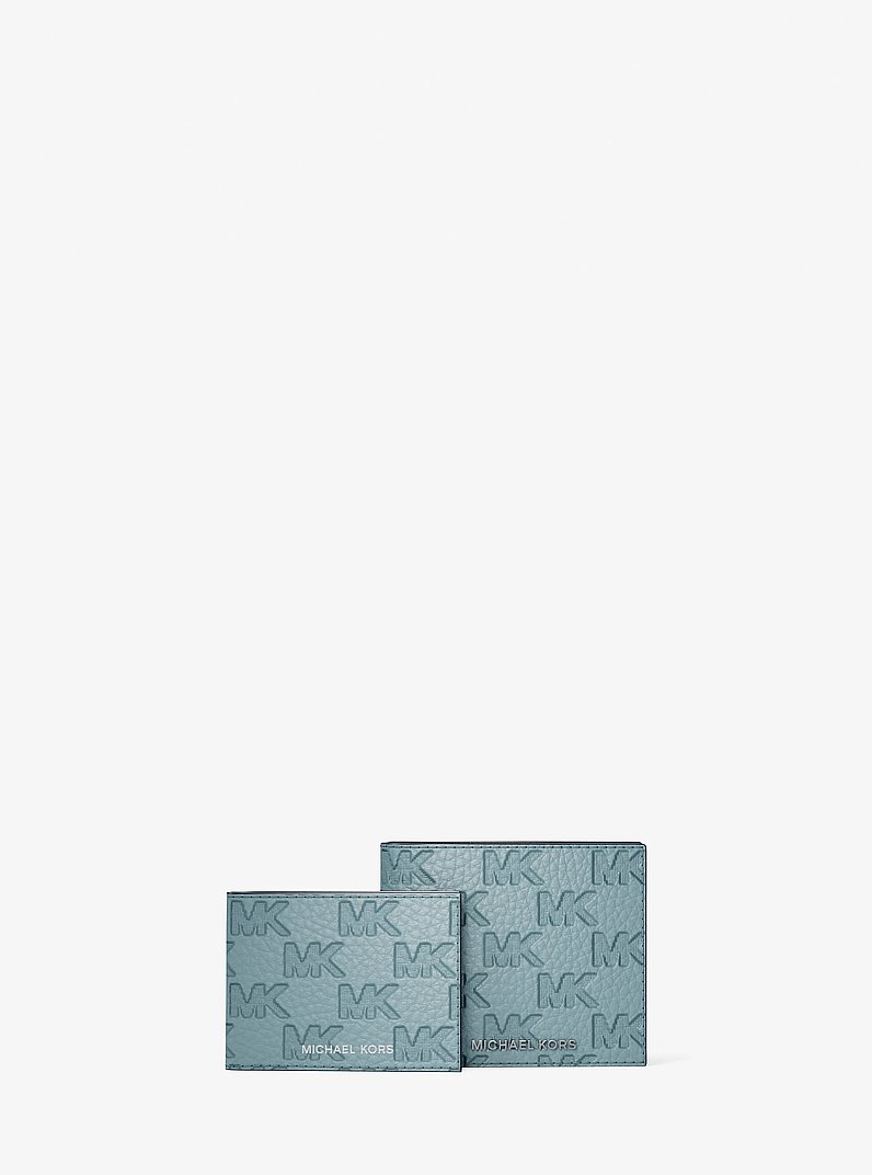Hudson Logo Embossed Leather Billfold Wallet and Passcase in CHAMBRAY | Michael Kors
