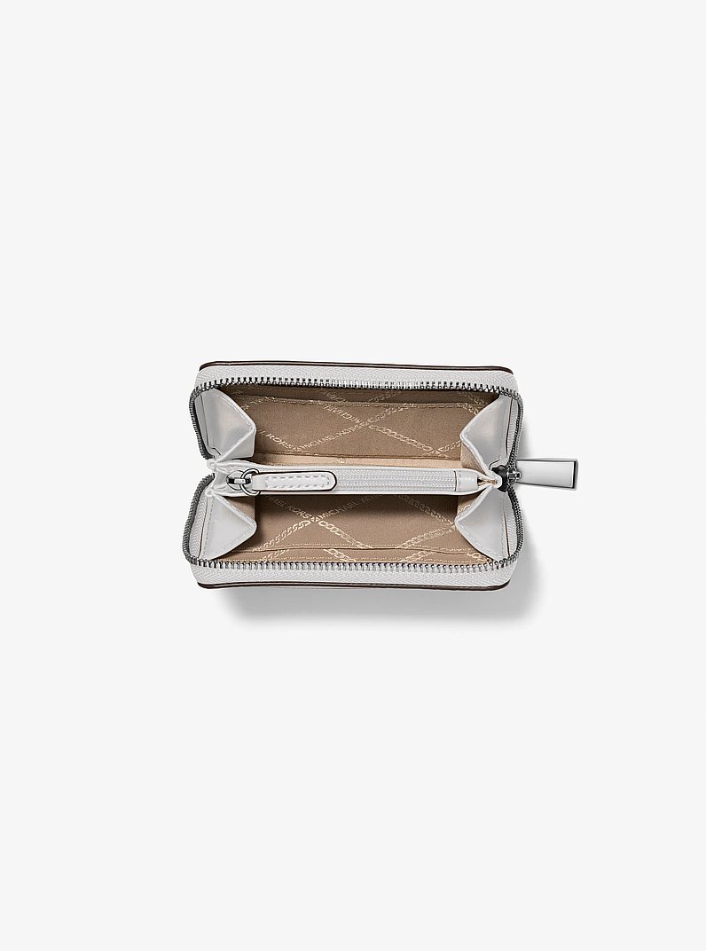 Jet Set Small Pebbled Leather Zip-Around Card Case in ALUMINUM | Michael Kors