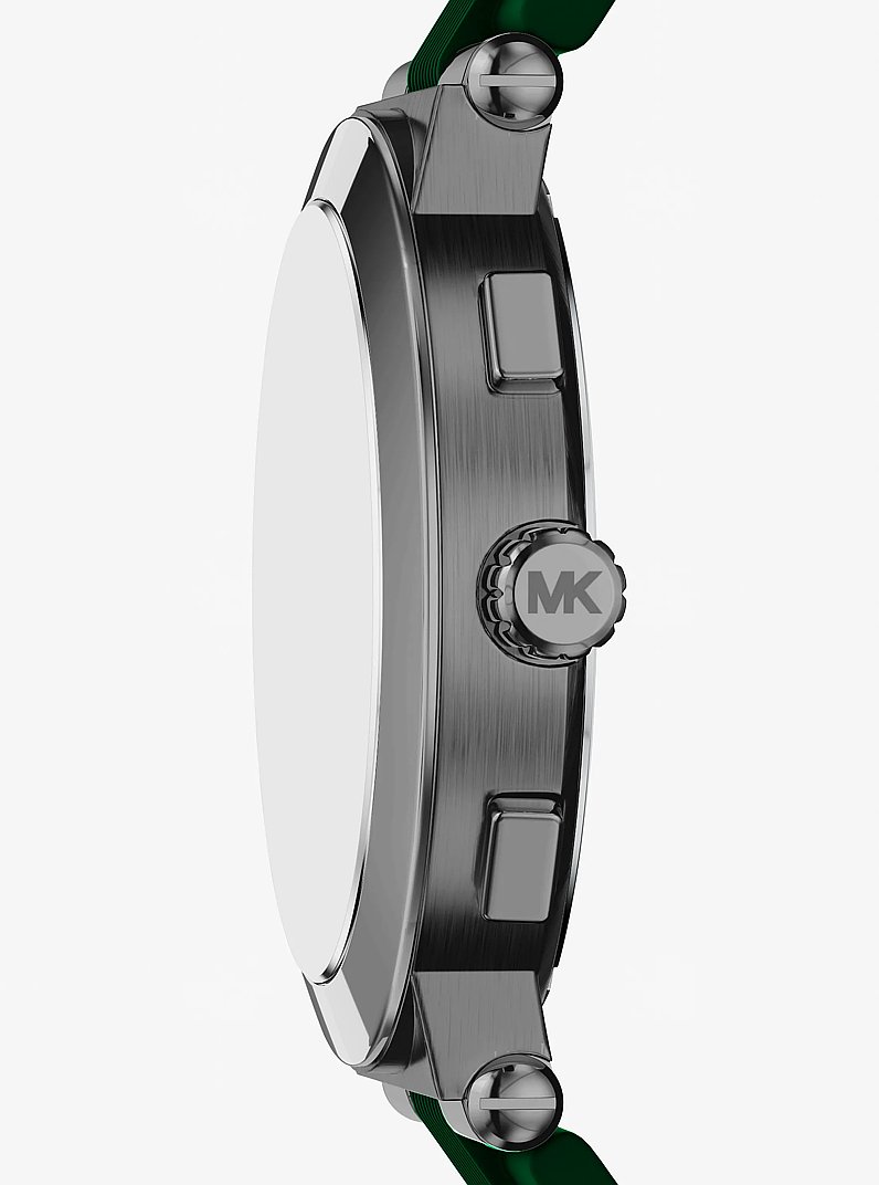 &Uuml;bergro&szlig;e Armbanduhr Billie in Mattgrau mit Silikonarmband in IMMERGR&Uuml;N | Michael Kors