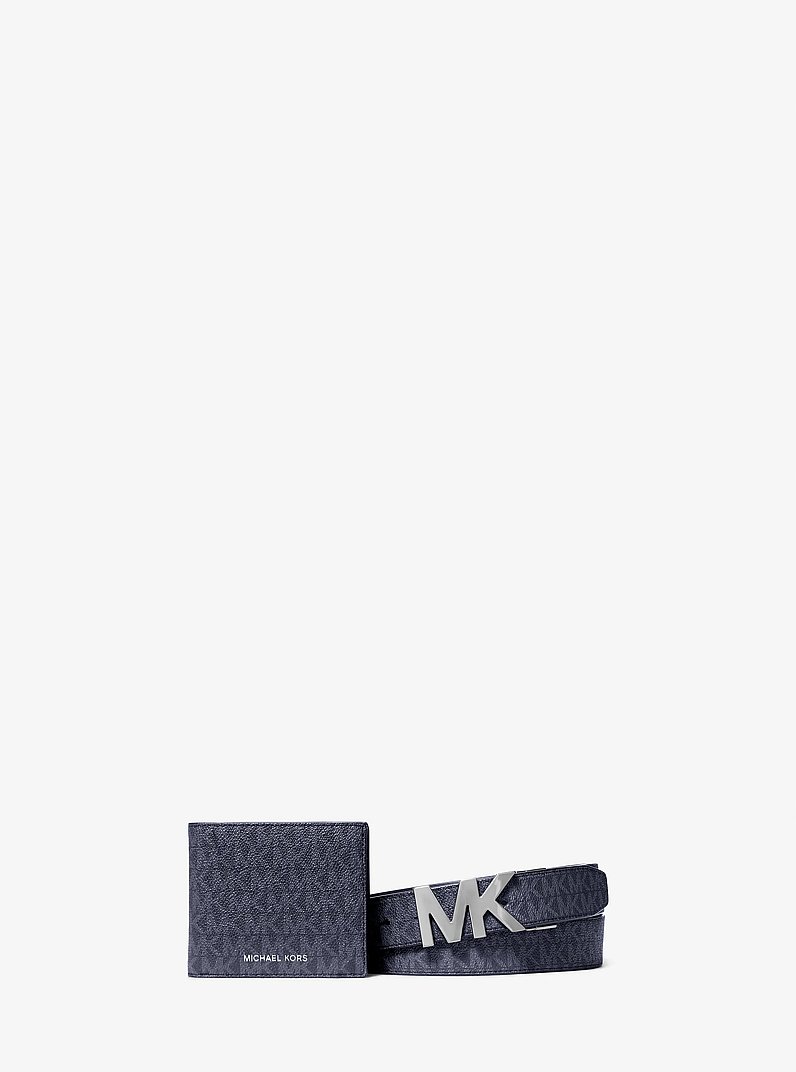 Signature Logo Wallet and Reversible Belt Gift Set in ADMRL/PLBLUE | Michael Kors