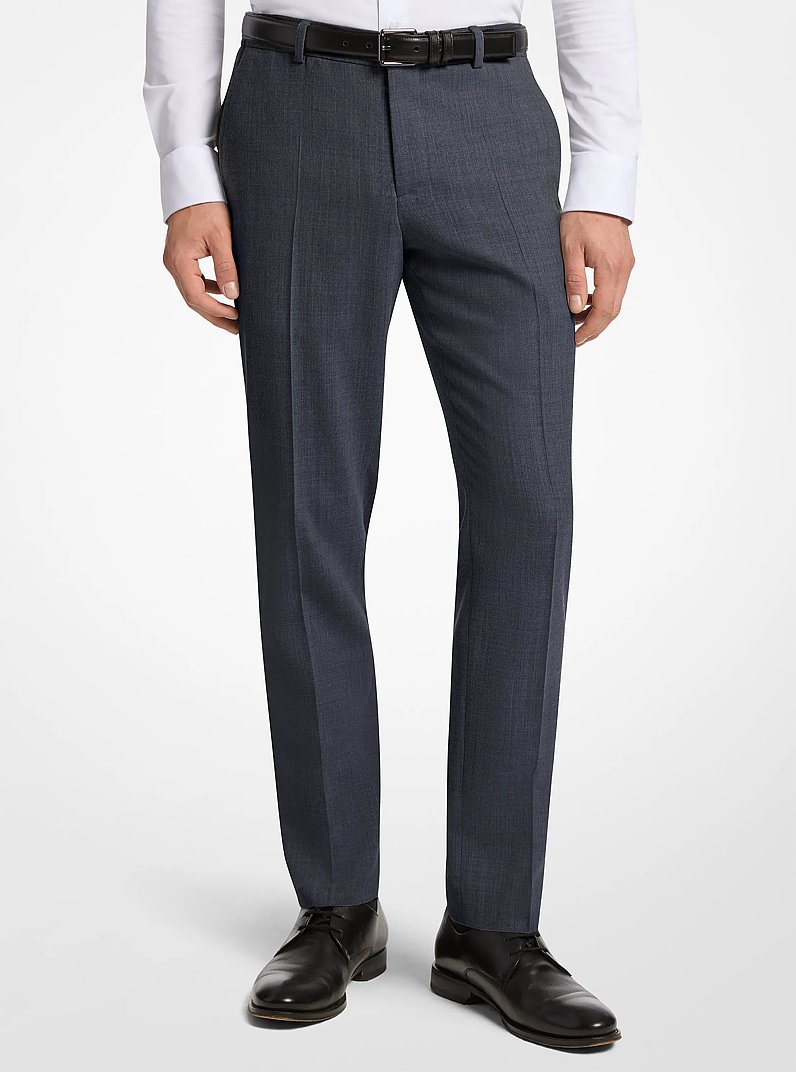 Pantal&oacute;n slim-fit de franela de lana el&aacute;stica in AZUL CIAN OSCURO | Michael Kors