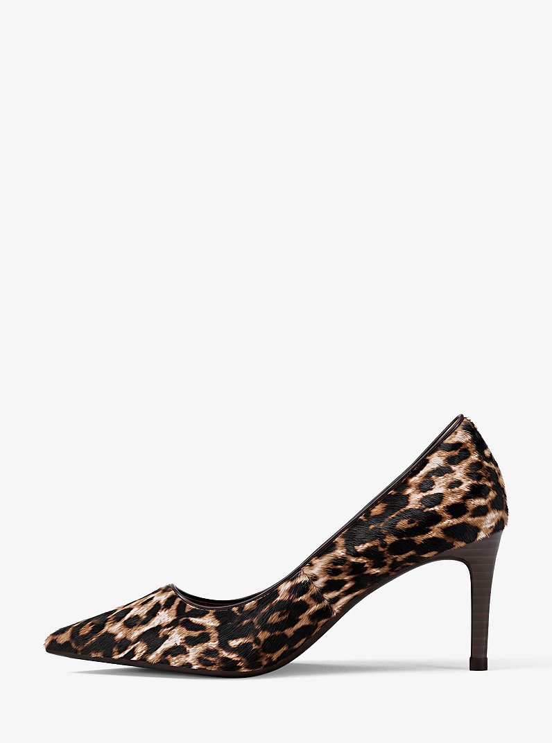 D&eacute;collet&eacute; Alina Flex in pelle effetto cavallino leopardata in CAMMELLO SCURO MULTI | Michael Kors