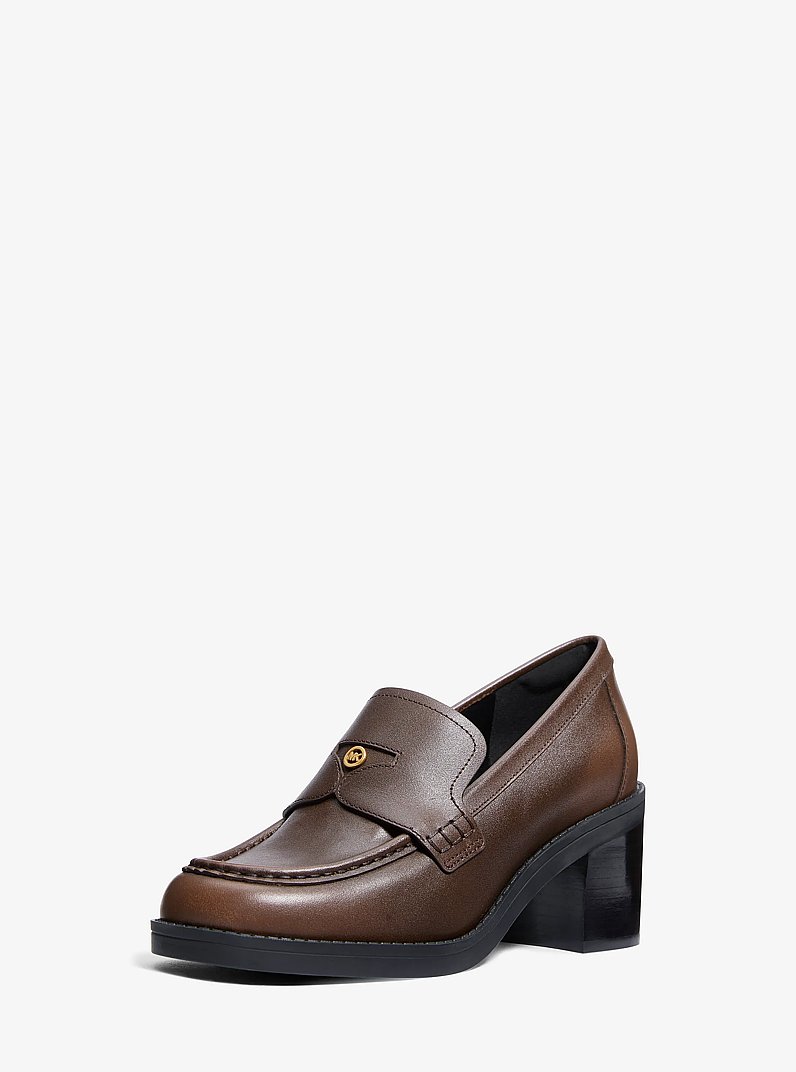 Jennings Burnished Leather Loafer Pump in LUGGAGE | Michael Kors