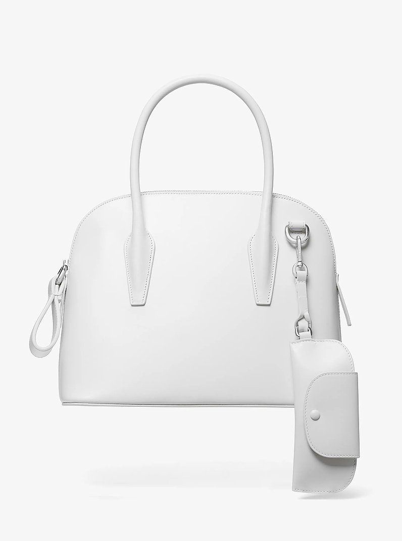 Kaitlin Medium Leather Dome Satchel in OPTIC WHITE | Michael Kors