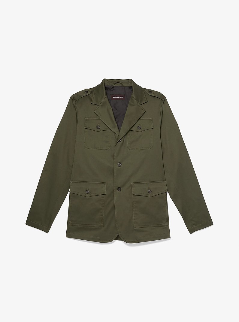 Stretch Organic Cotton Jacket in IVY | Michael Kors