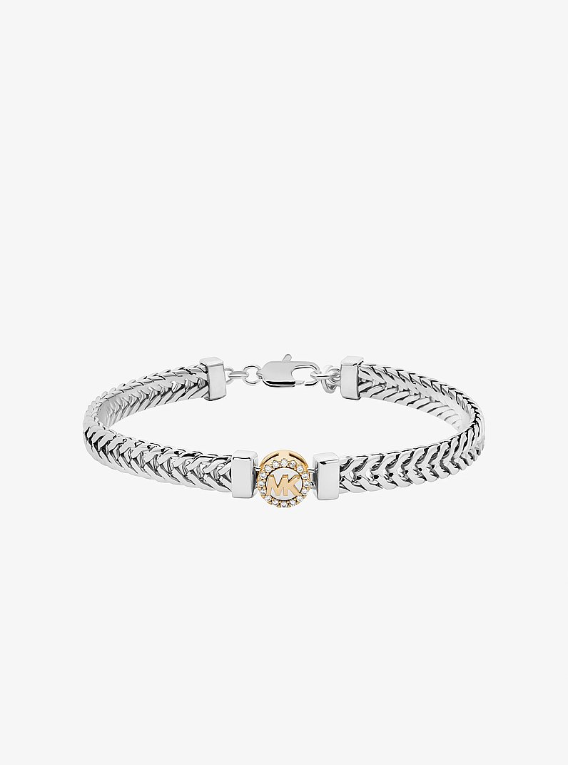 Pav&eacute; Logo Foxtail Chain Bracelet in TWO TONE | Michael Kors