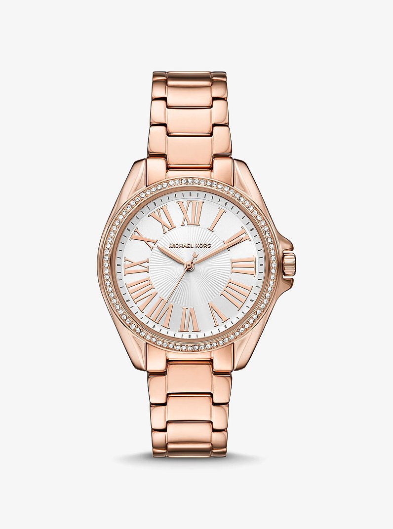 Montre Kaycie ton or rose &agrave; pierres pav&eacute;es