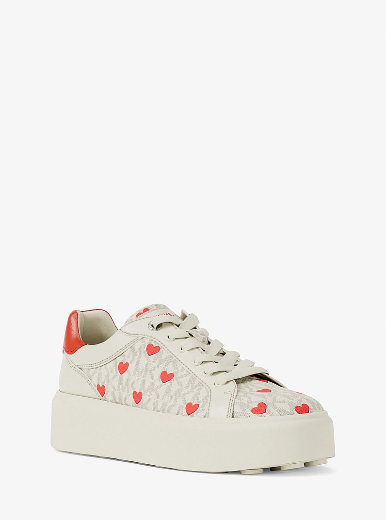 Romey Printed Signature Logo Platform Sneaker in VANILLA COMBO | Michael Kors