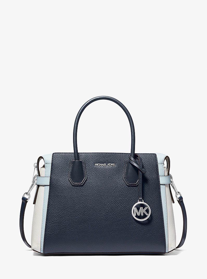 Mercer Medium Color-Block Belted Satchel in NAVY MULTI | Michael Kors