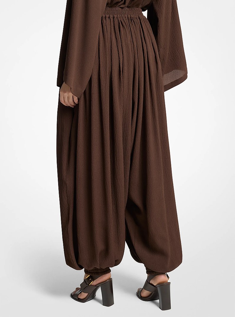 Silk Seersucker Sarouel Pants in ESPRESSO | Michael Kors