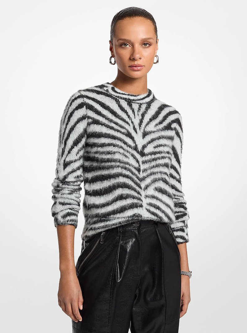 Chandail en tricot &agrave; imprim&eacute; z&eacute;br&eacute; in NOIR/BLANC | Michael Kors