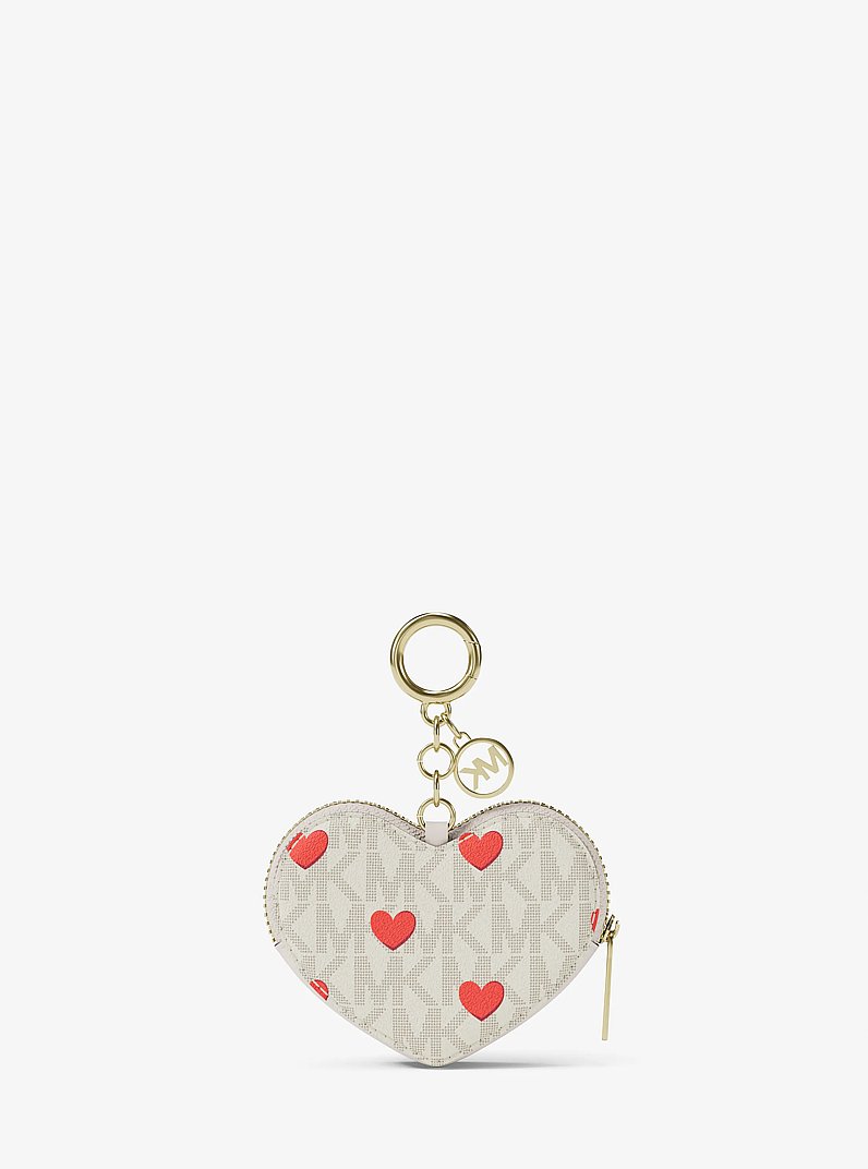 Jet Set Small Printed Signature Logo Heart Coin Pouch in LT CRM MULTI | Michael Kors
