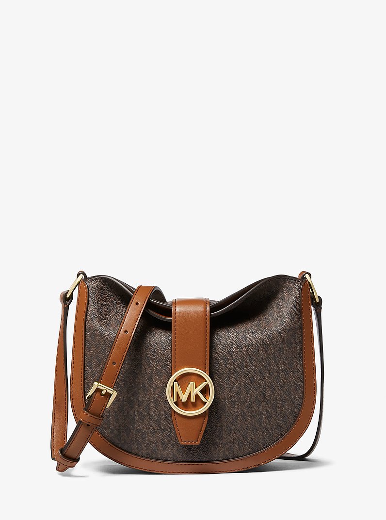 Gabby Small Signature Logo Hobo Crossbody Bag in BROWN | Michael Kors