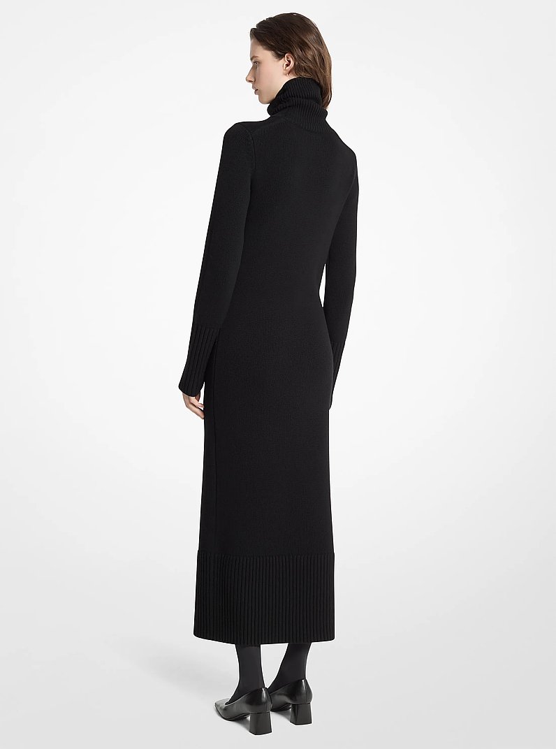 Vestido con cuello alto en lana in NEGRO | Michael Kors